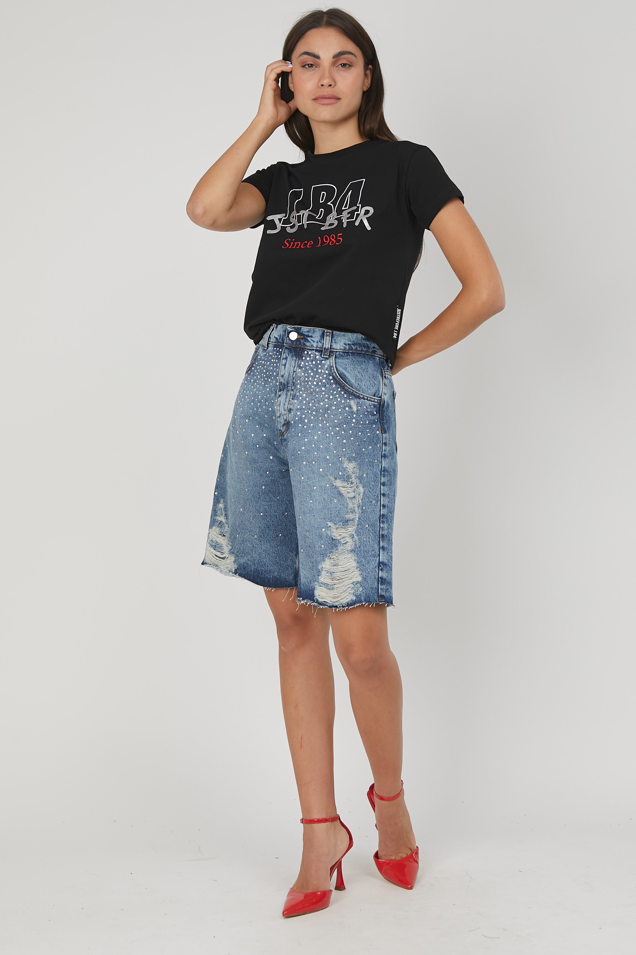 T-SHIRT LOGO METALLIZZATO BLACK