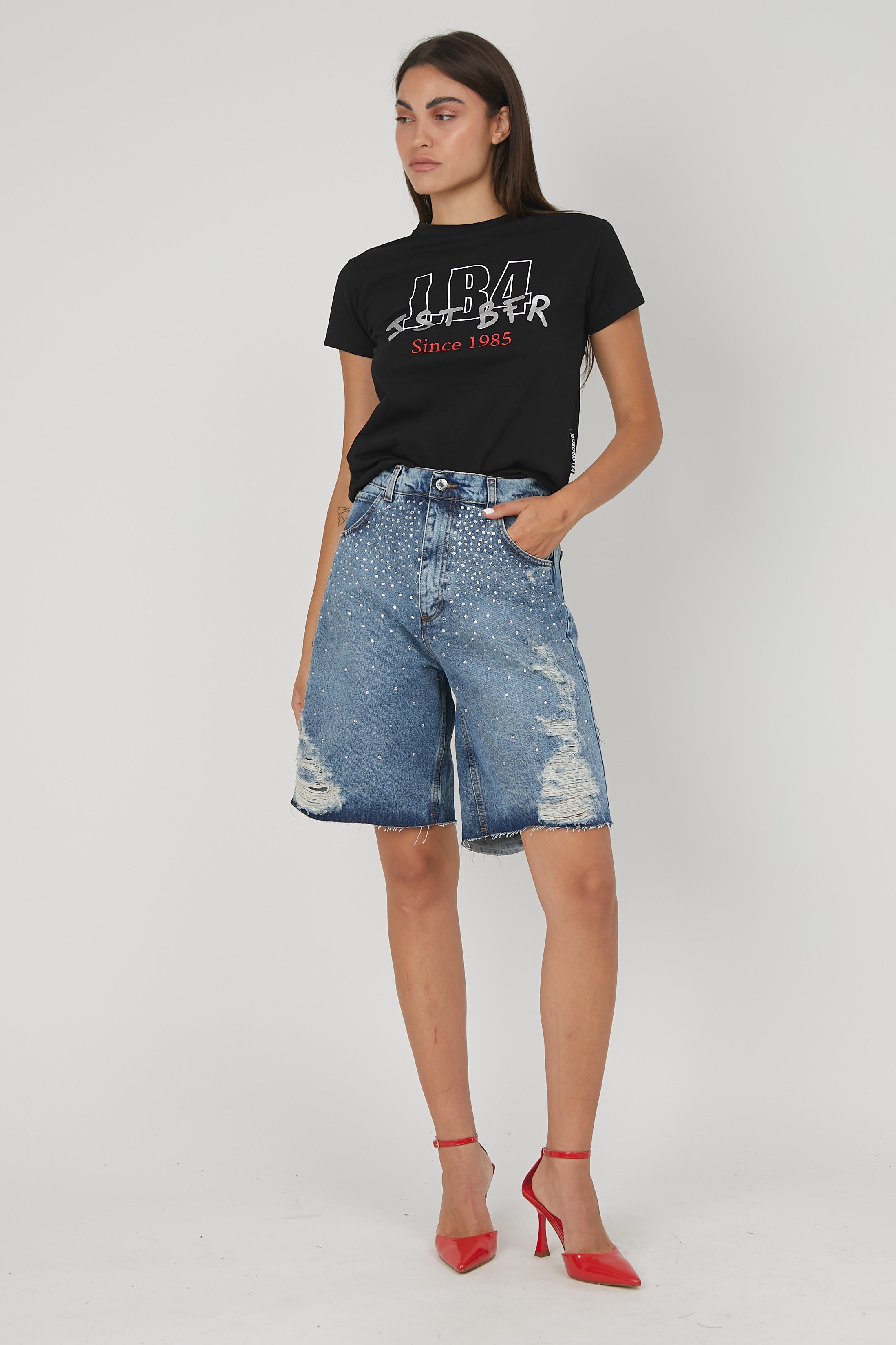 T-SHIRT LOGO METALLIZZATO BLACK