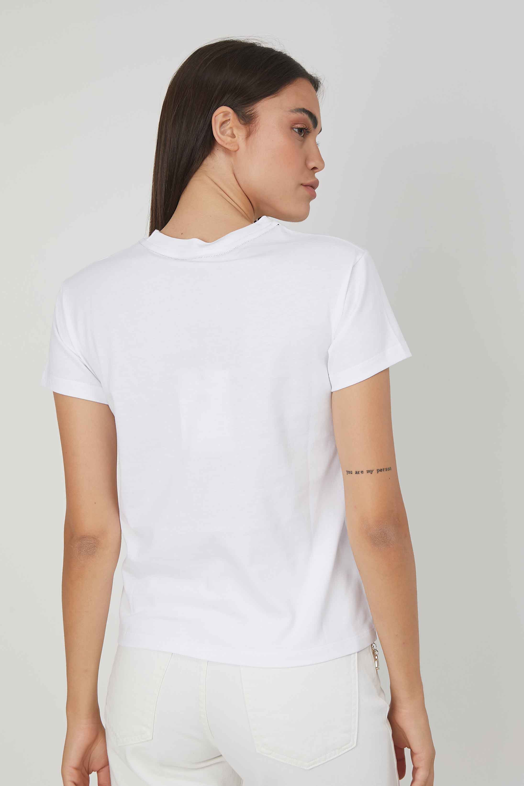 T-SHIRT LOGO GOTICO STRASS WHITE