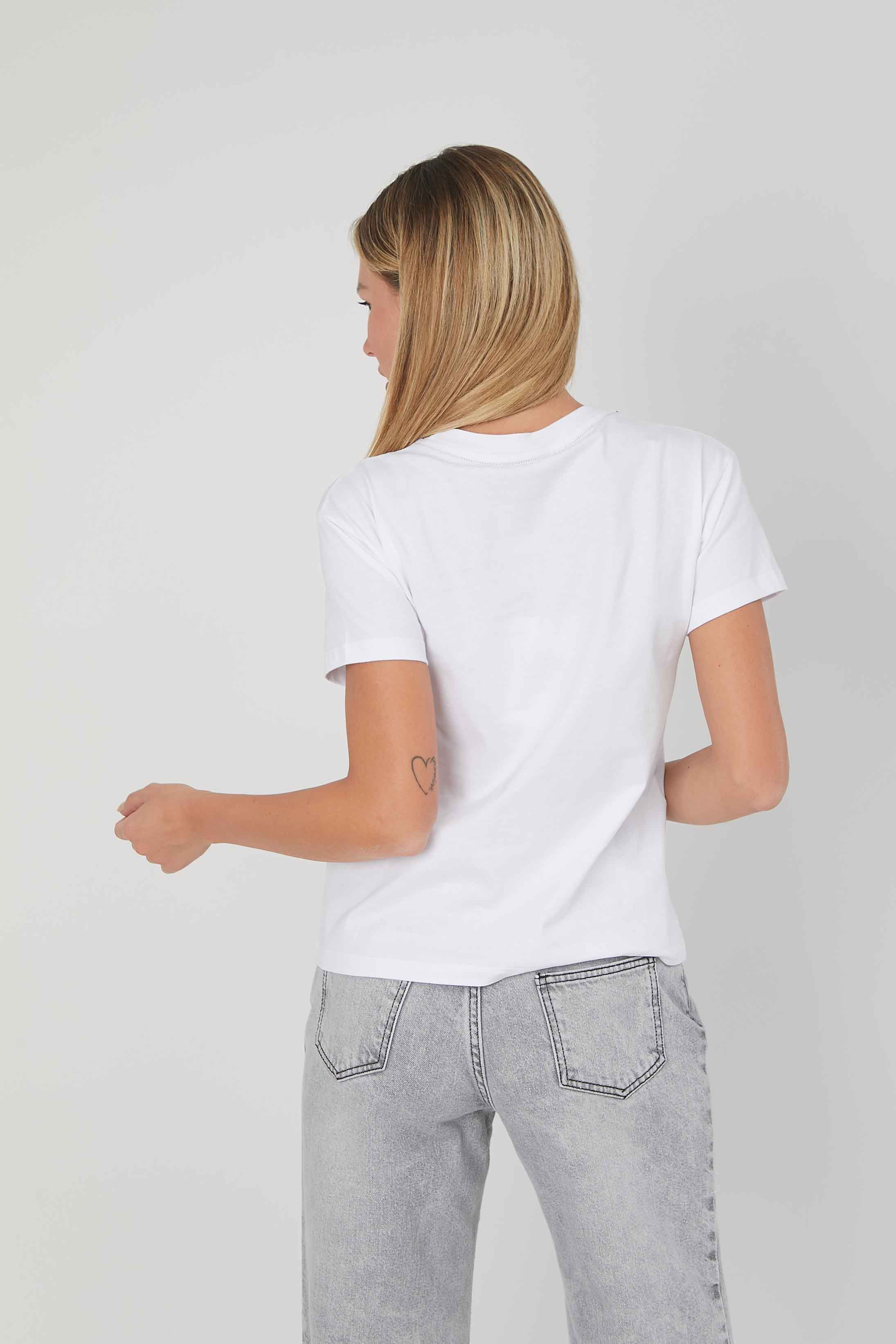 T-SHIRT LOGO GOTICO STRASS WHITE