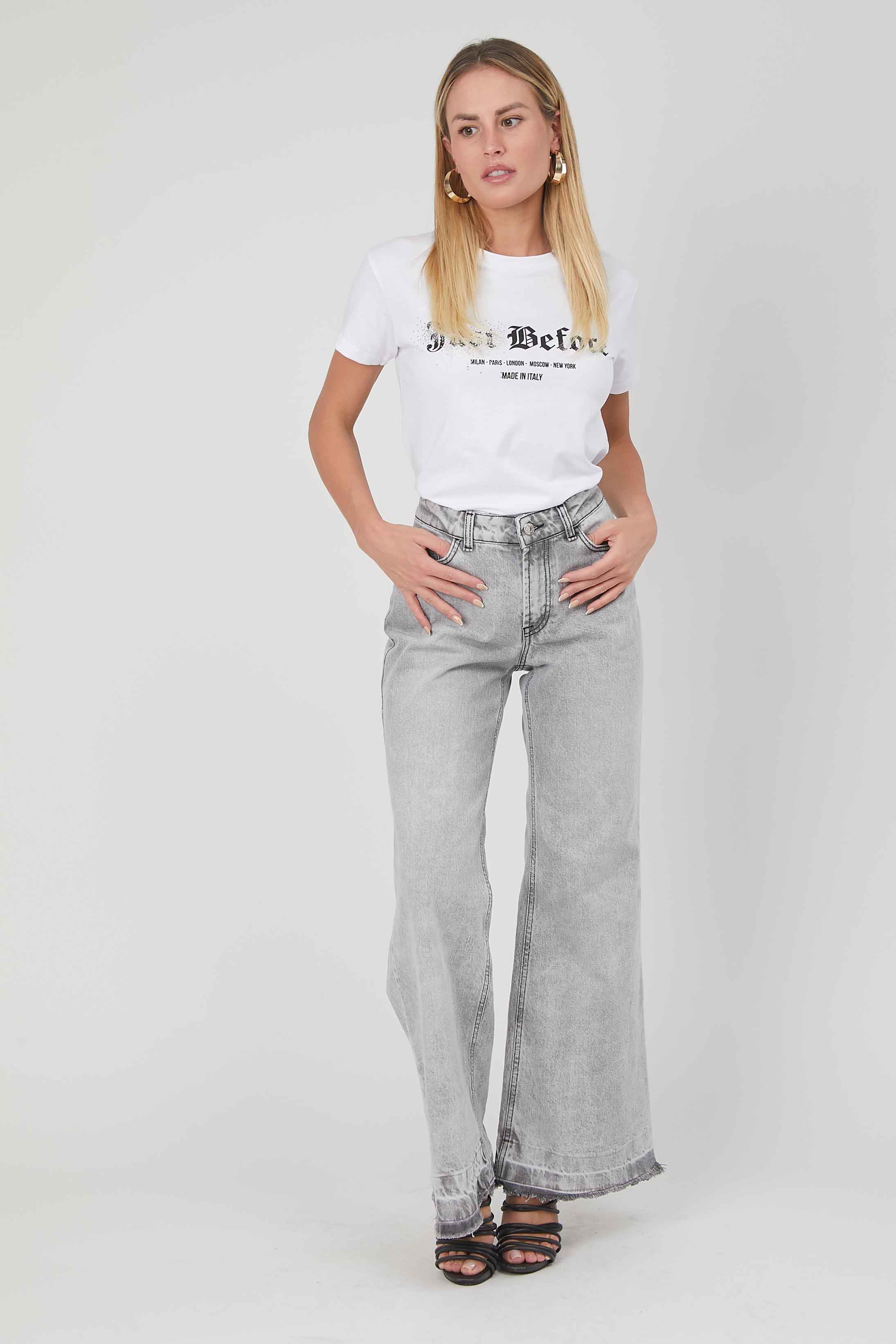 T-SHIRT LOGO GOTICO STRASS WHITE