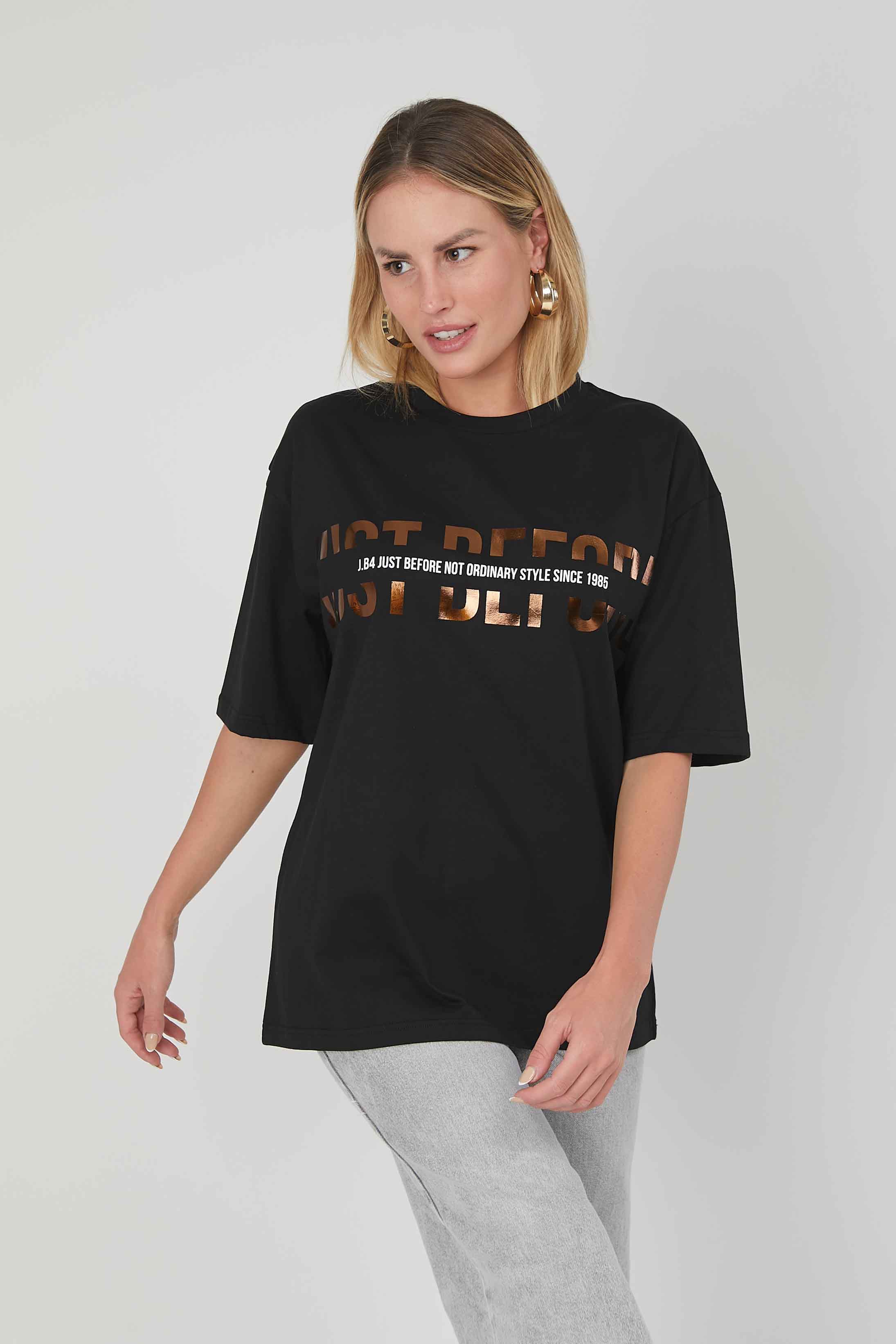 T-SHIRT LOGO LAMINATO BLACK