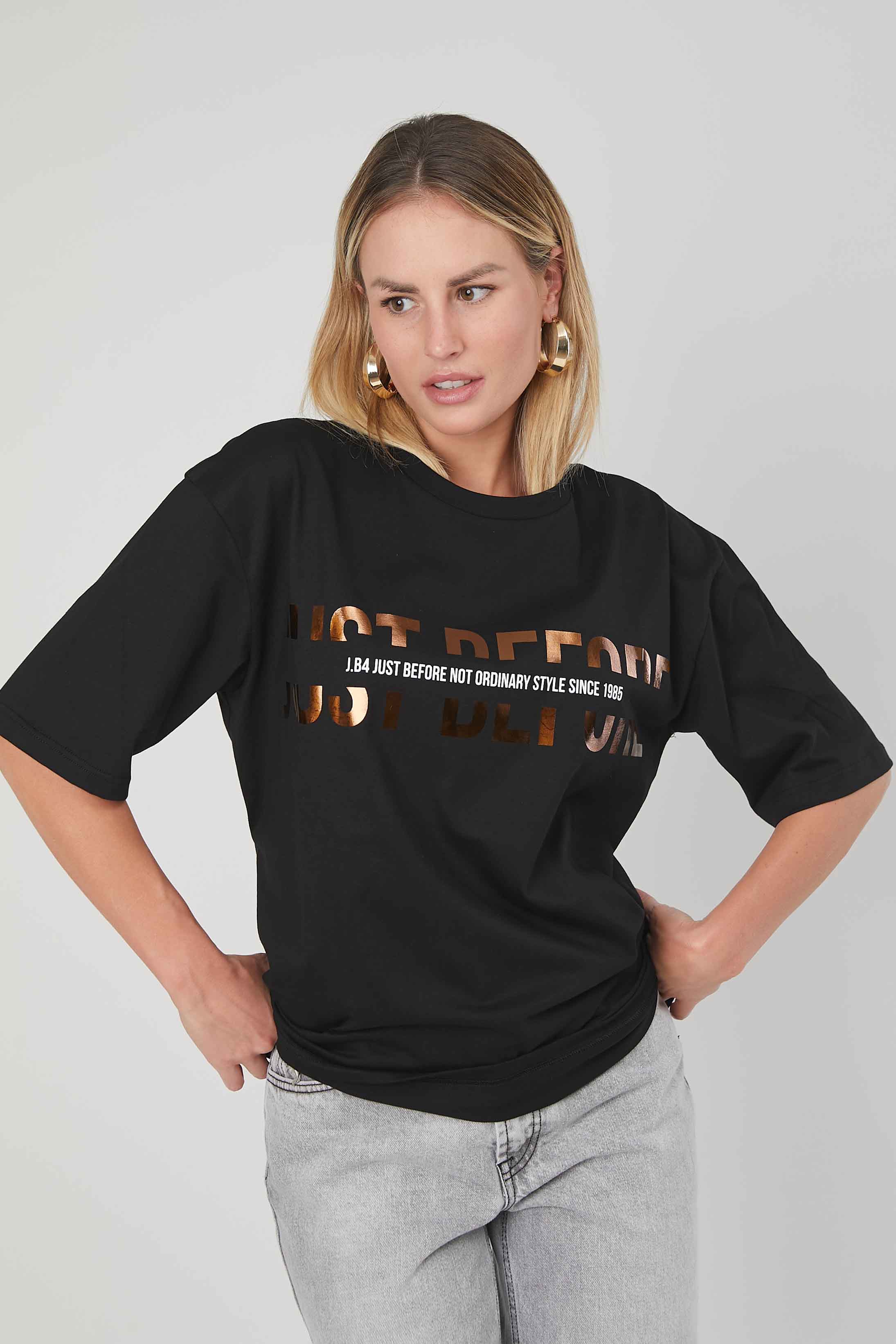 T-SHIRT LOGO LAMINATO BLACK