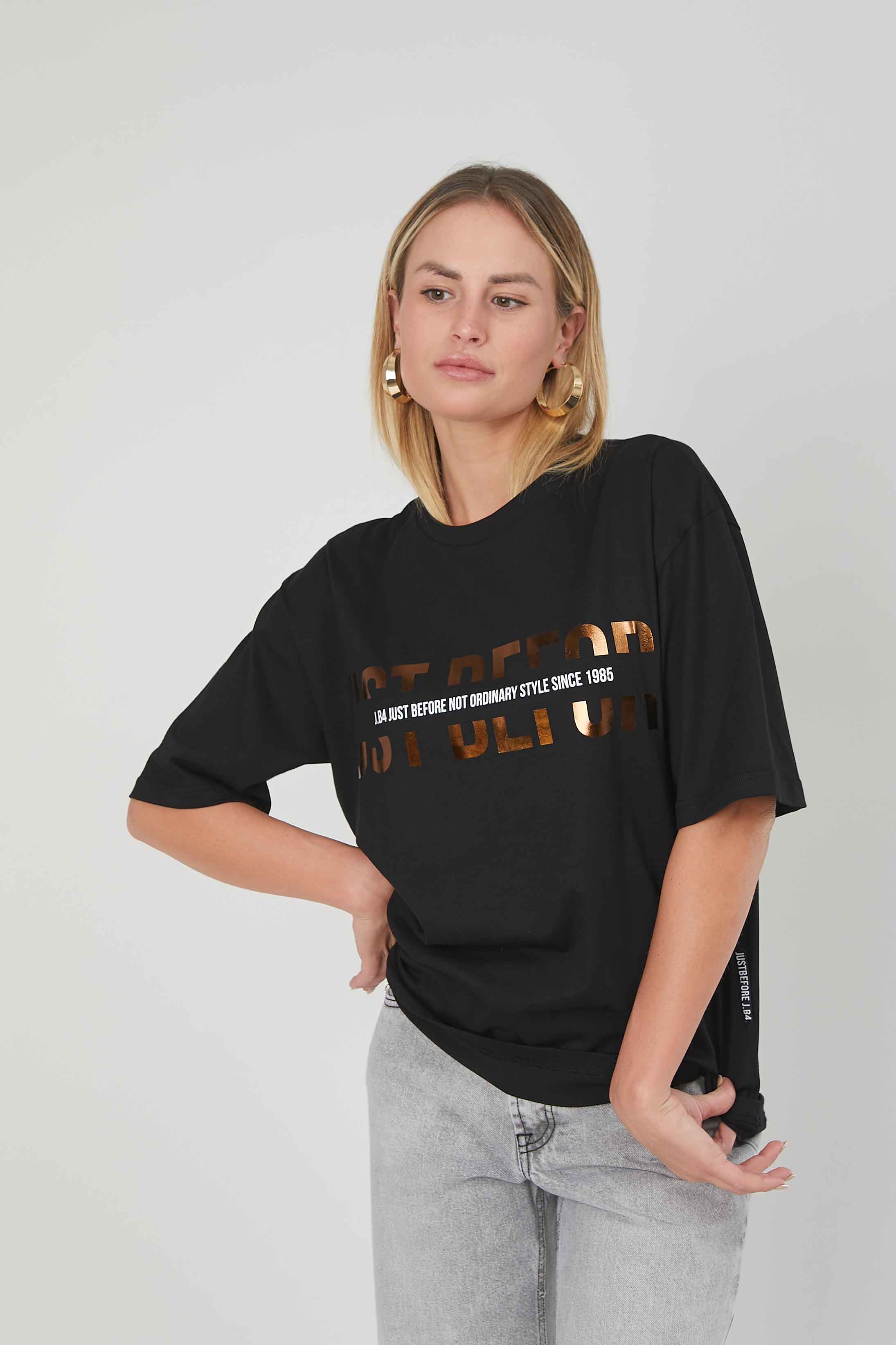 T-SHIRT LOGO LAMINATO BLACK