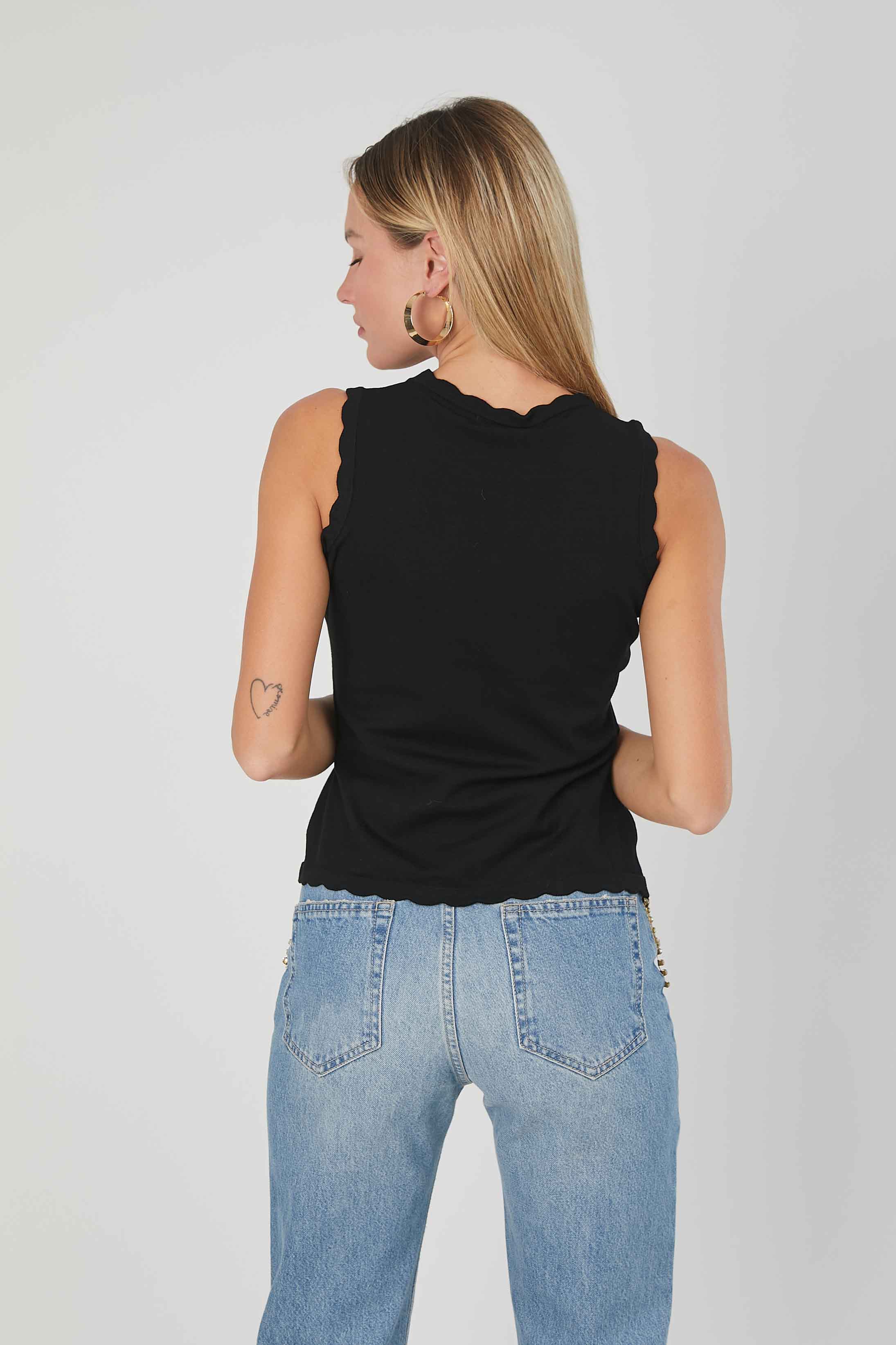 TOP MAGLIA LOGO TRAFORATO BLACK