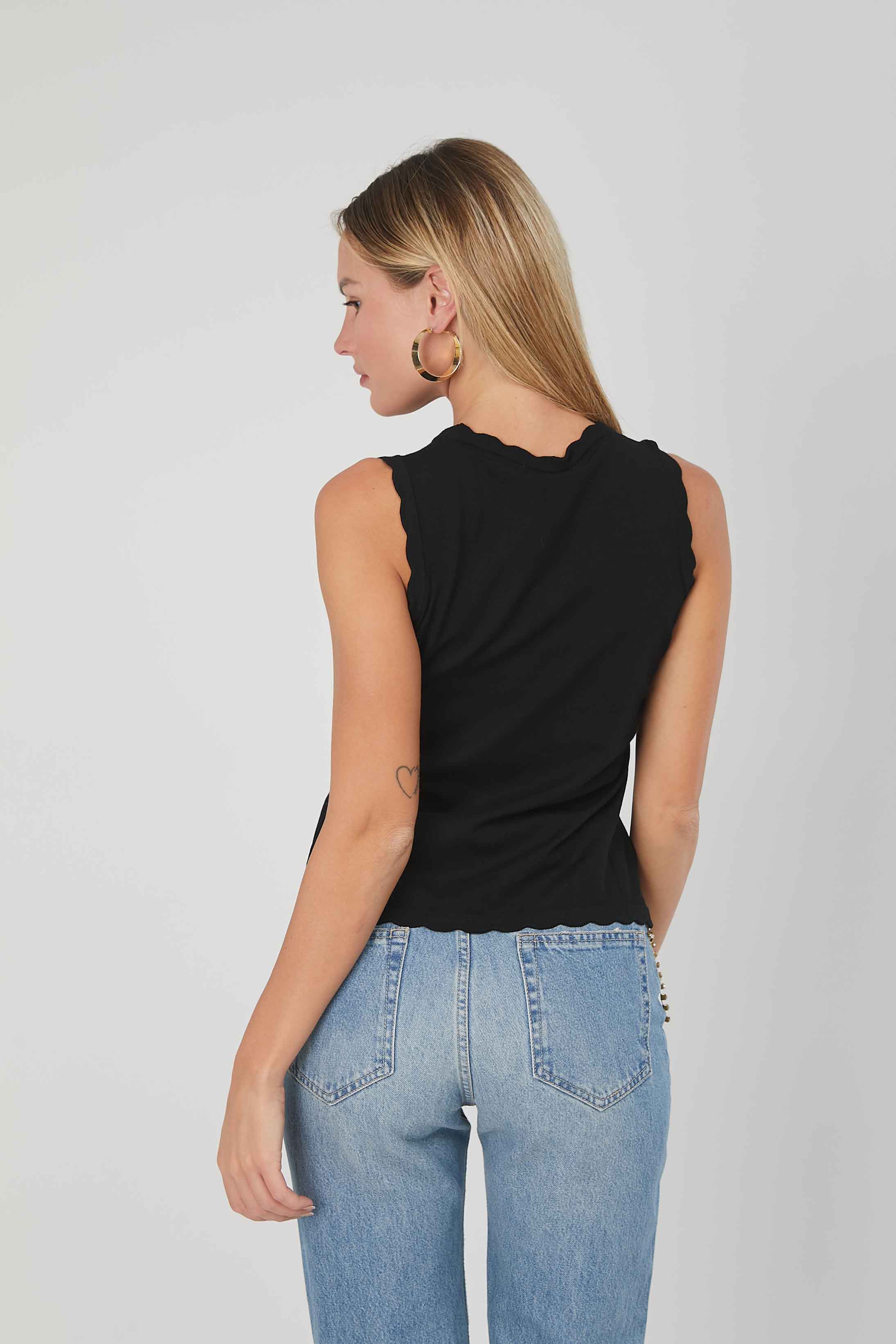 TOP MAGLIA LOGO TRAFORATO BLACK