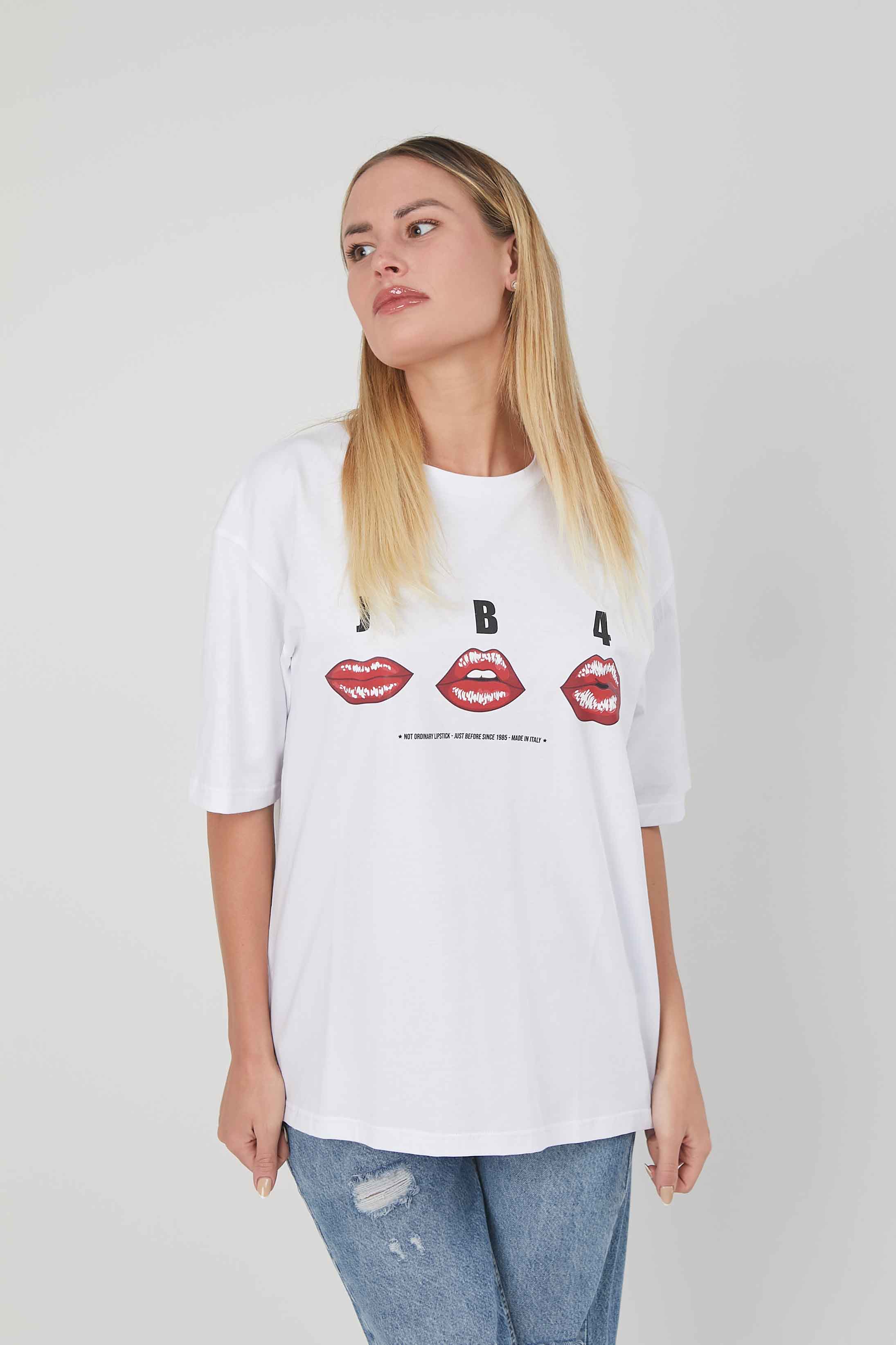 T-SHIRT STAMPA LABBRA WHITE