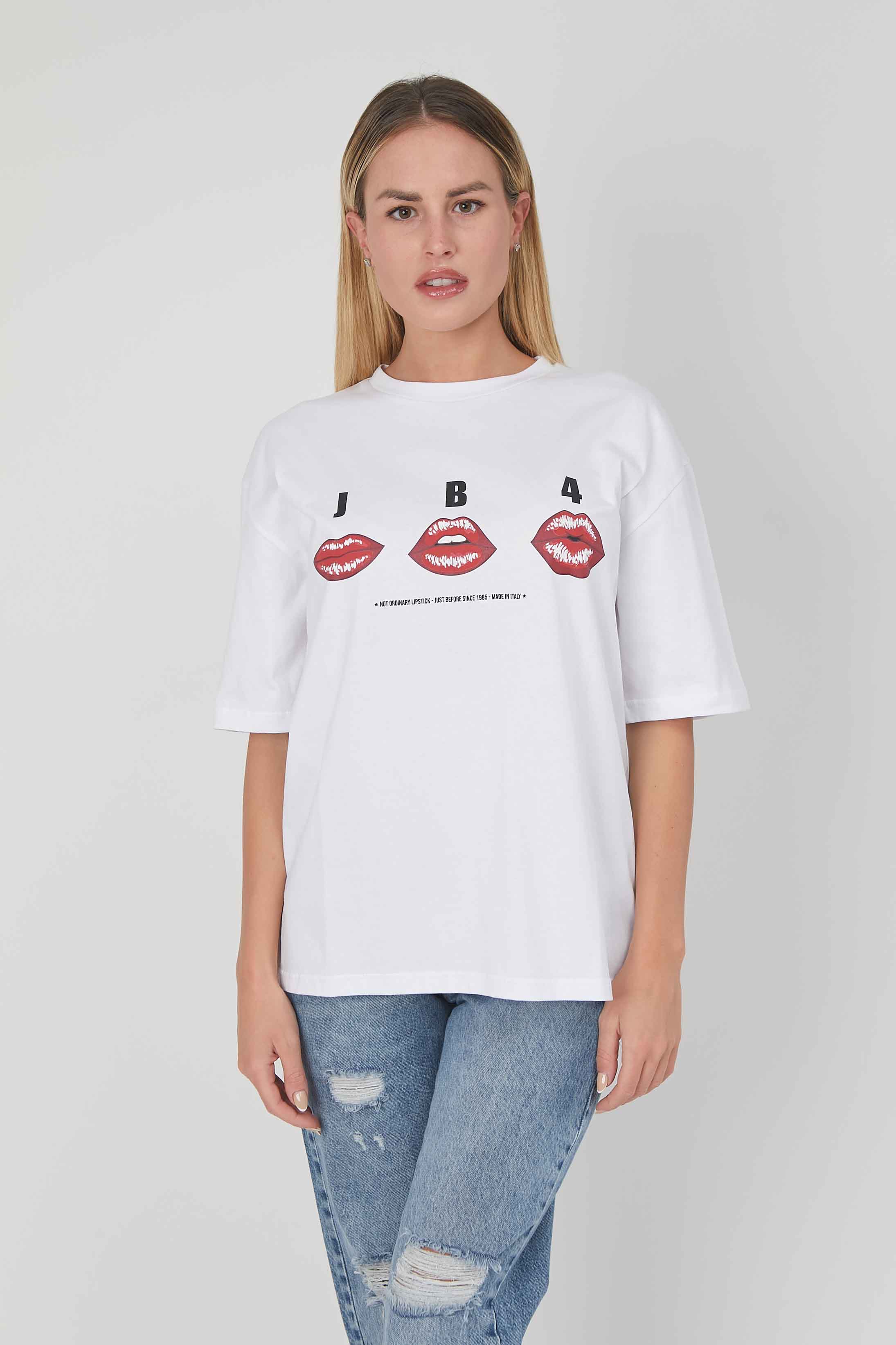 T-SHIRT STAMPA LABBRA WHITE