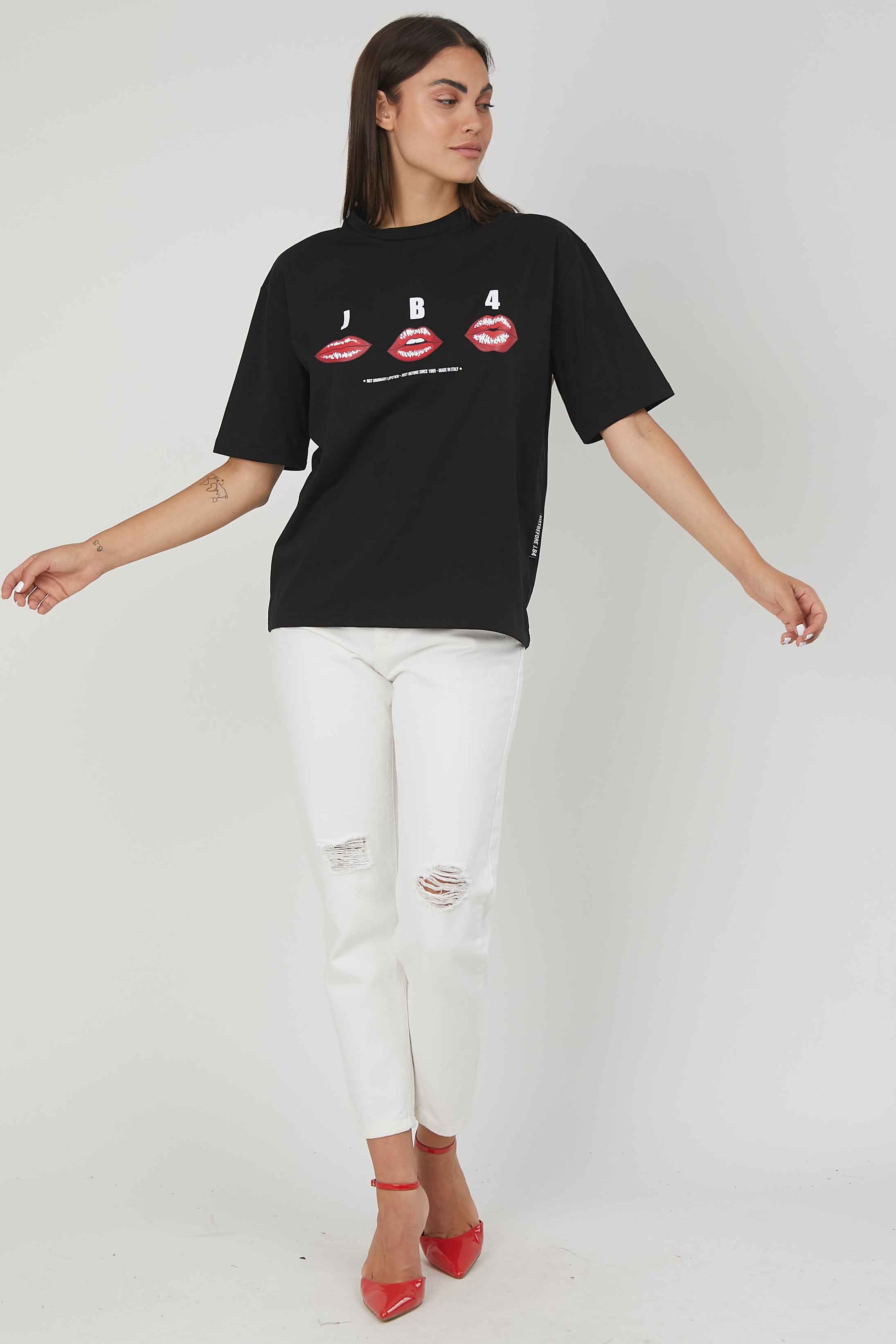 T-SHIRT STAMPA LABBRA BLACK