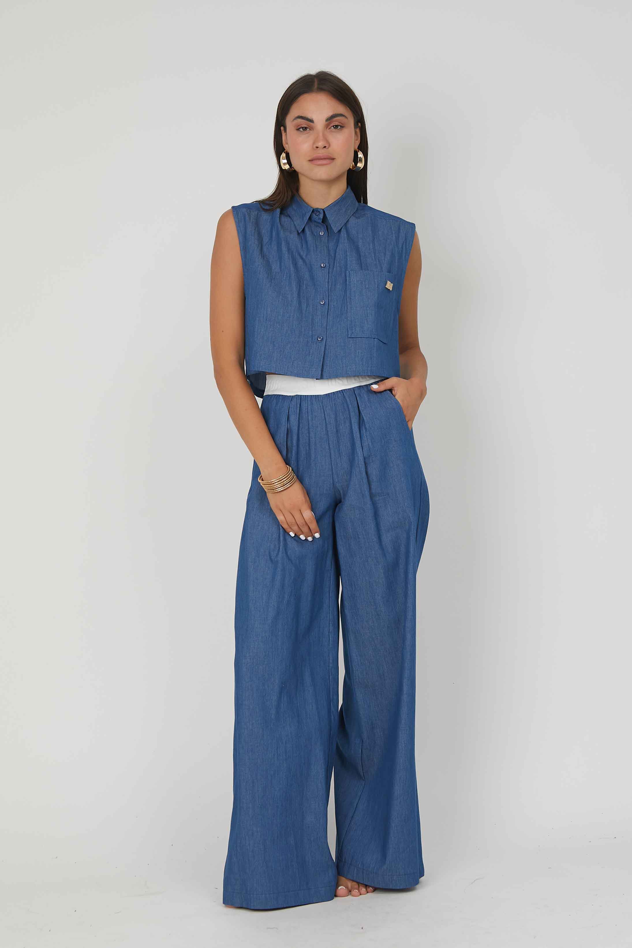 CAMICIA SMANICATA CHAMBRAY DENIM