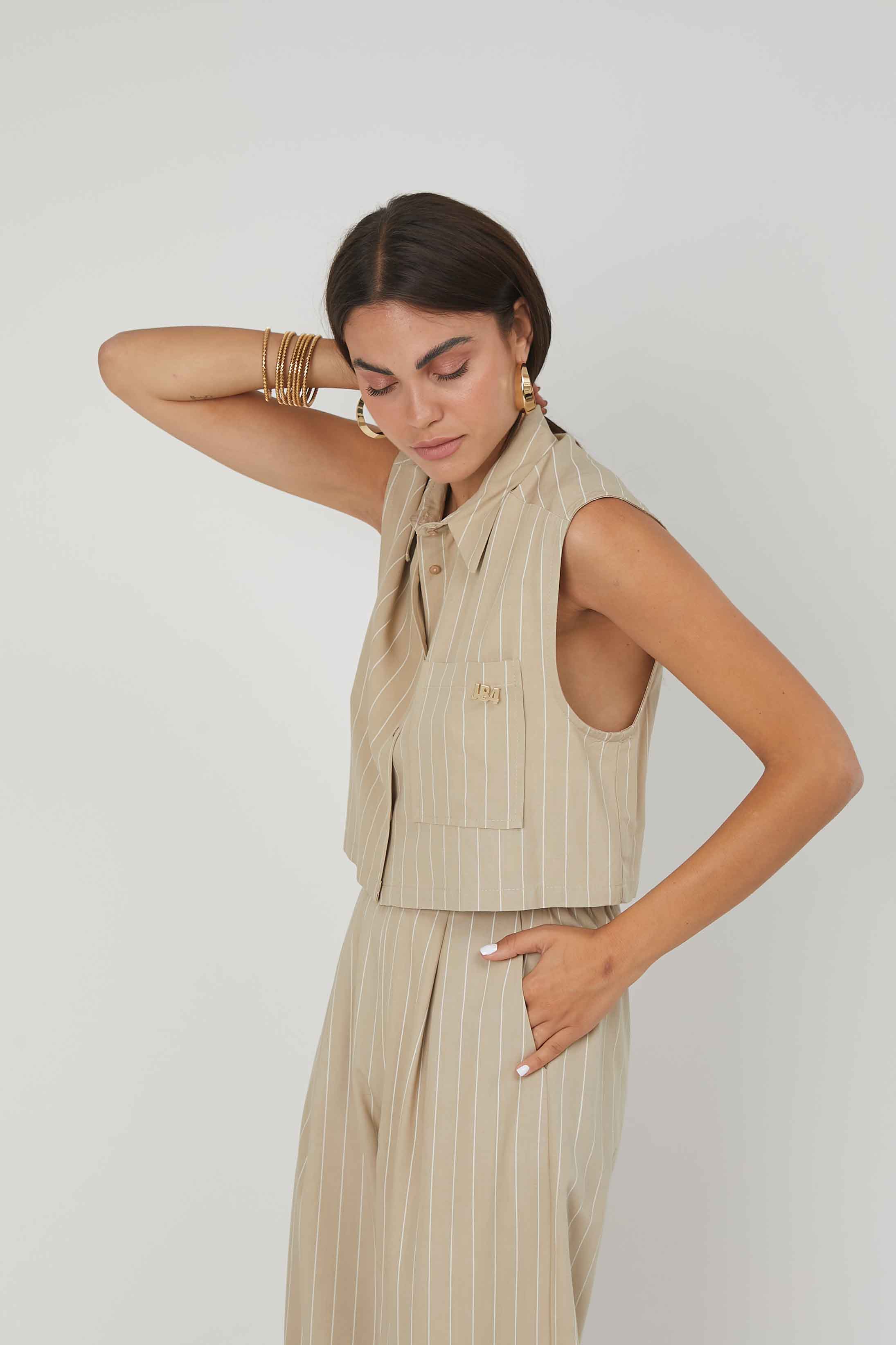 CAMICIA SMANICATA LINO GESSATO