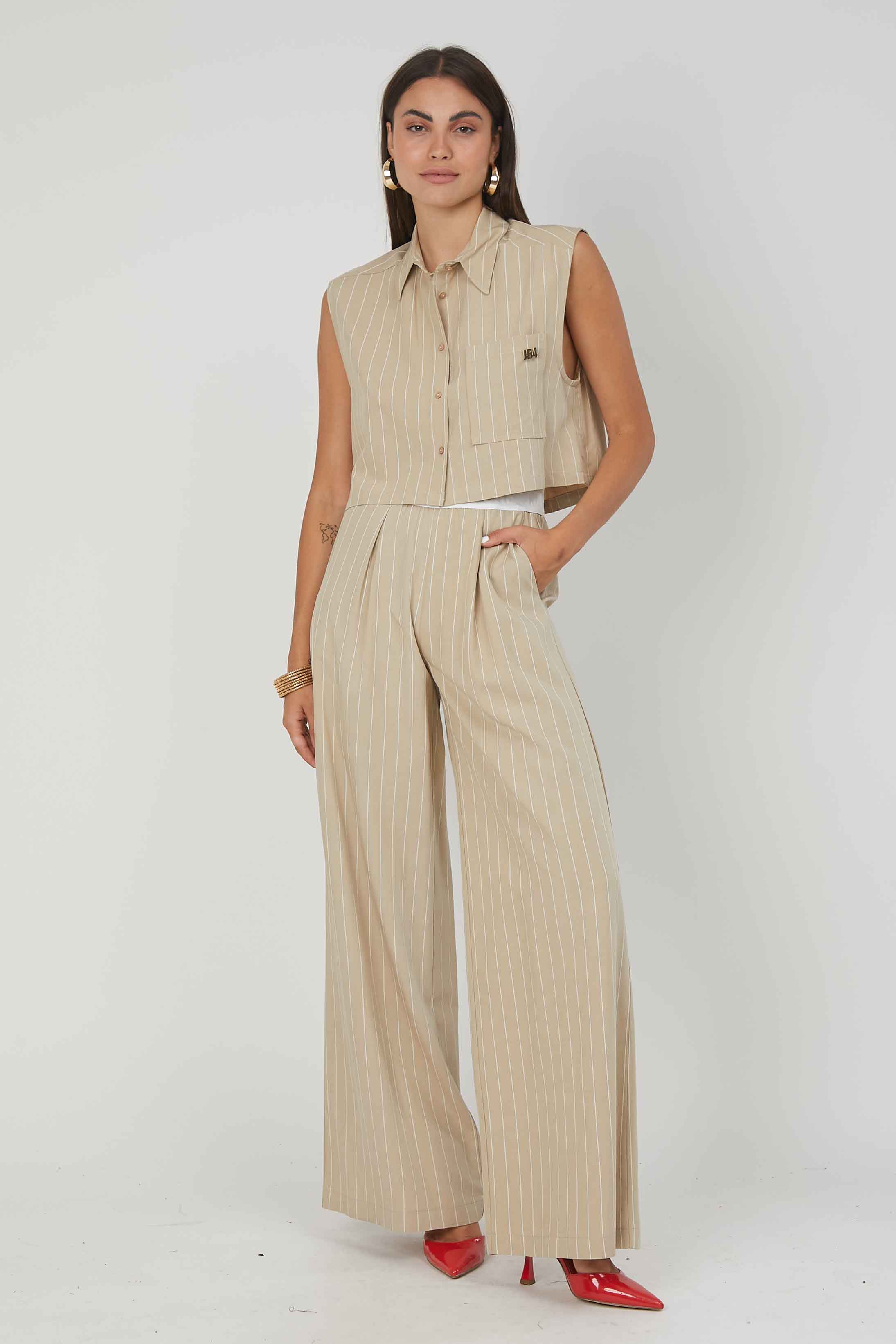 CAMICIA SMANICATA LINO GESSATO