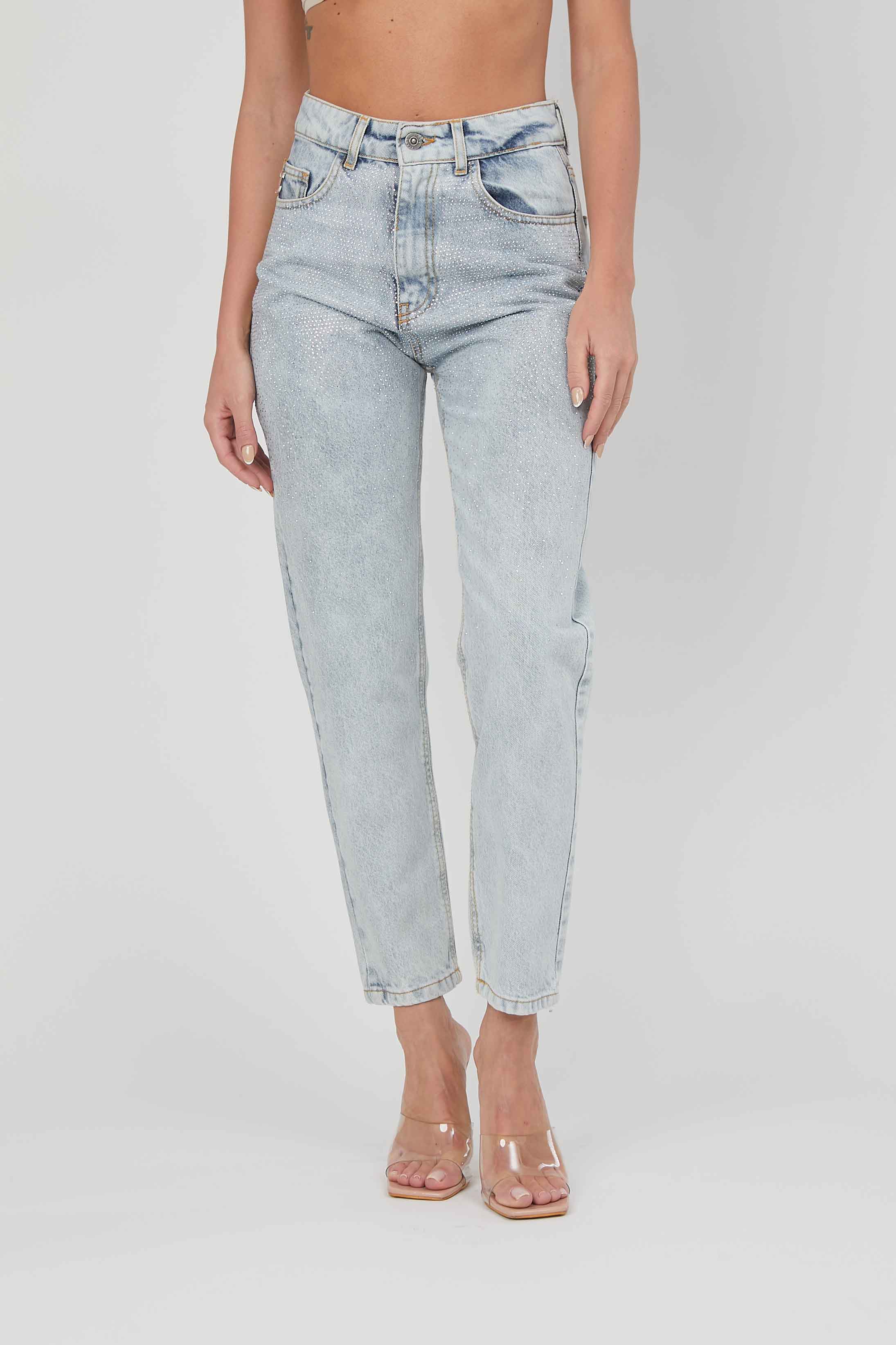 LIGHT BLUE WATERFALL JEANS STRASS