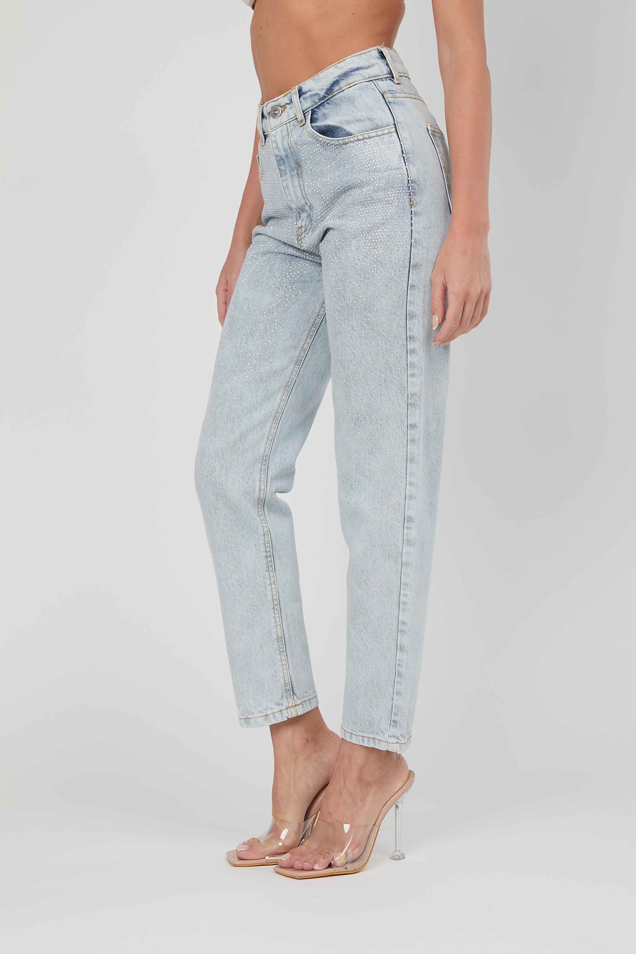 LIGHT BLUE WATERFALL JEANS STRASS