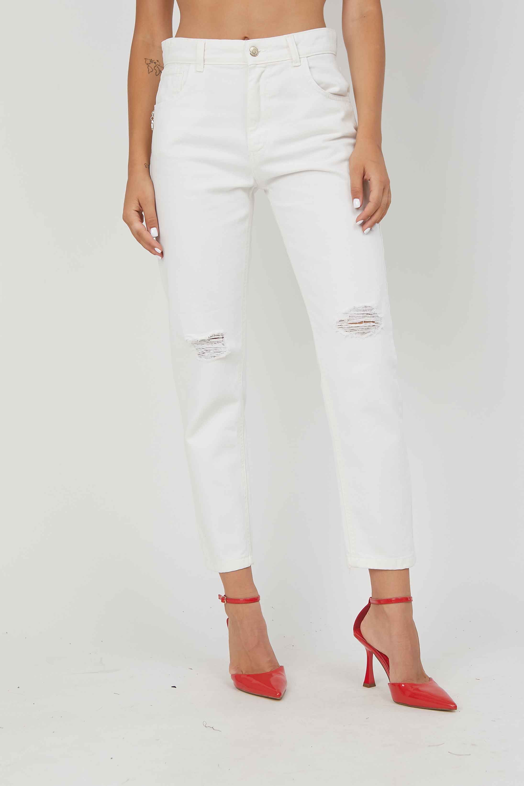 JEANS SLIM FIT ROTTURE WHITE