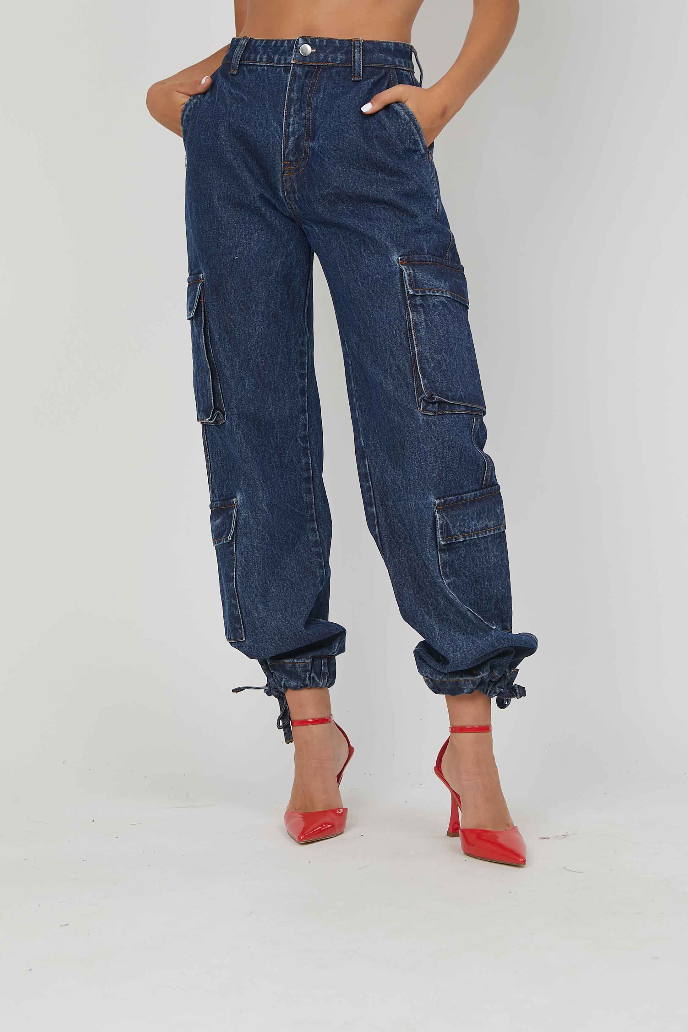 JEANS CARGO LACCEPTS DARK BLUE