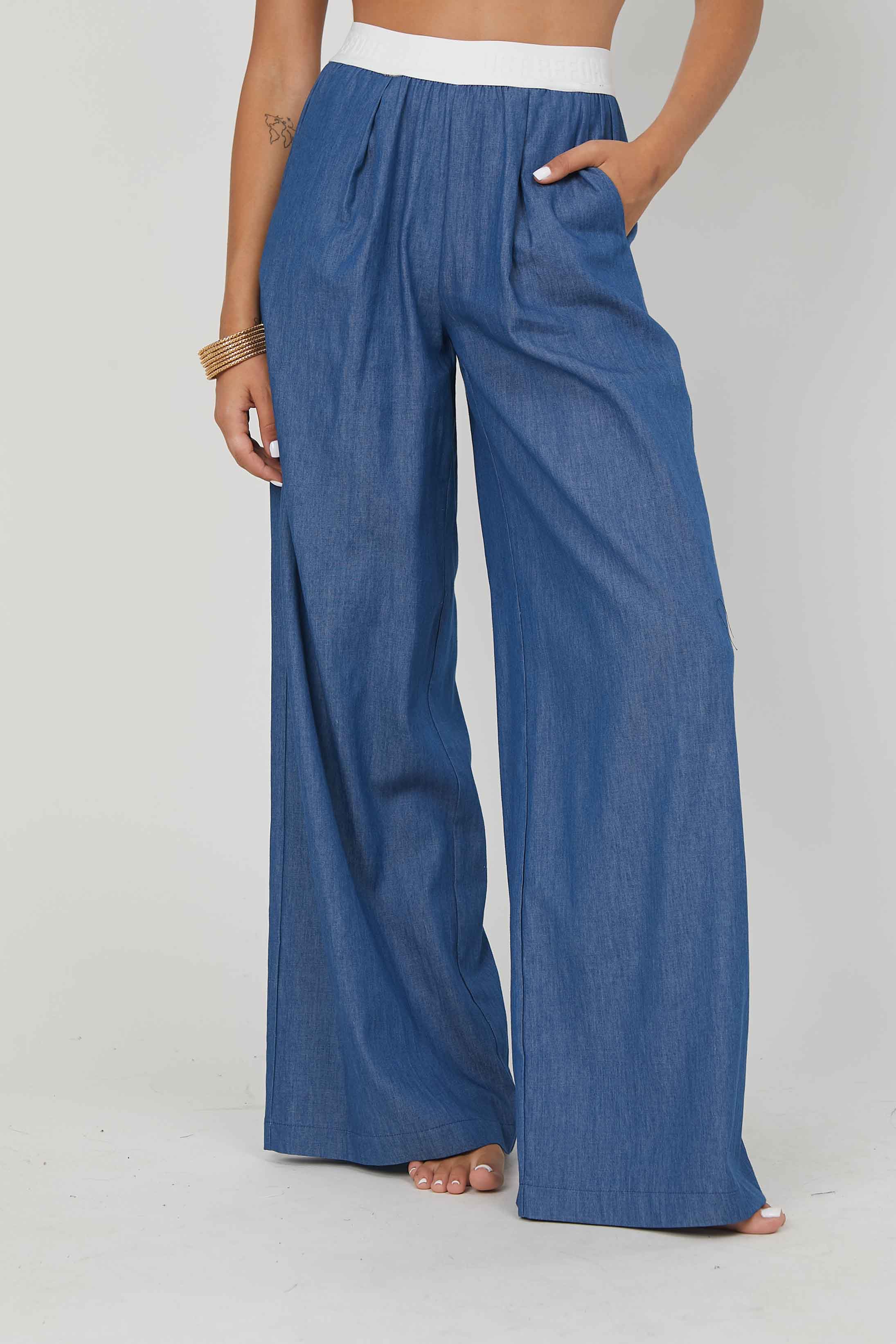 PANTALONI PALAZZO CHAMBRAY DENIM