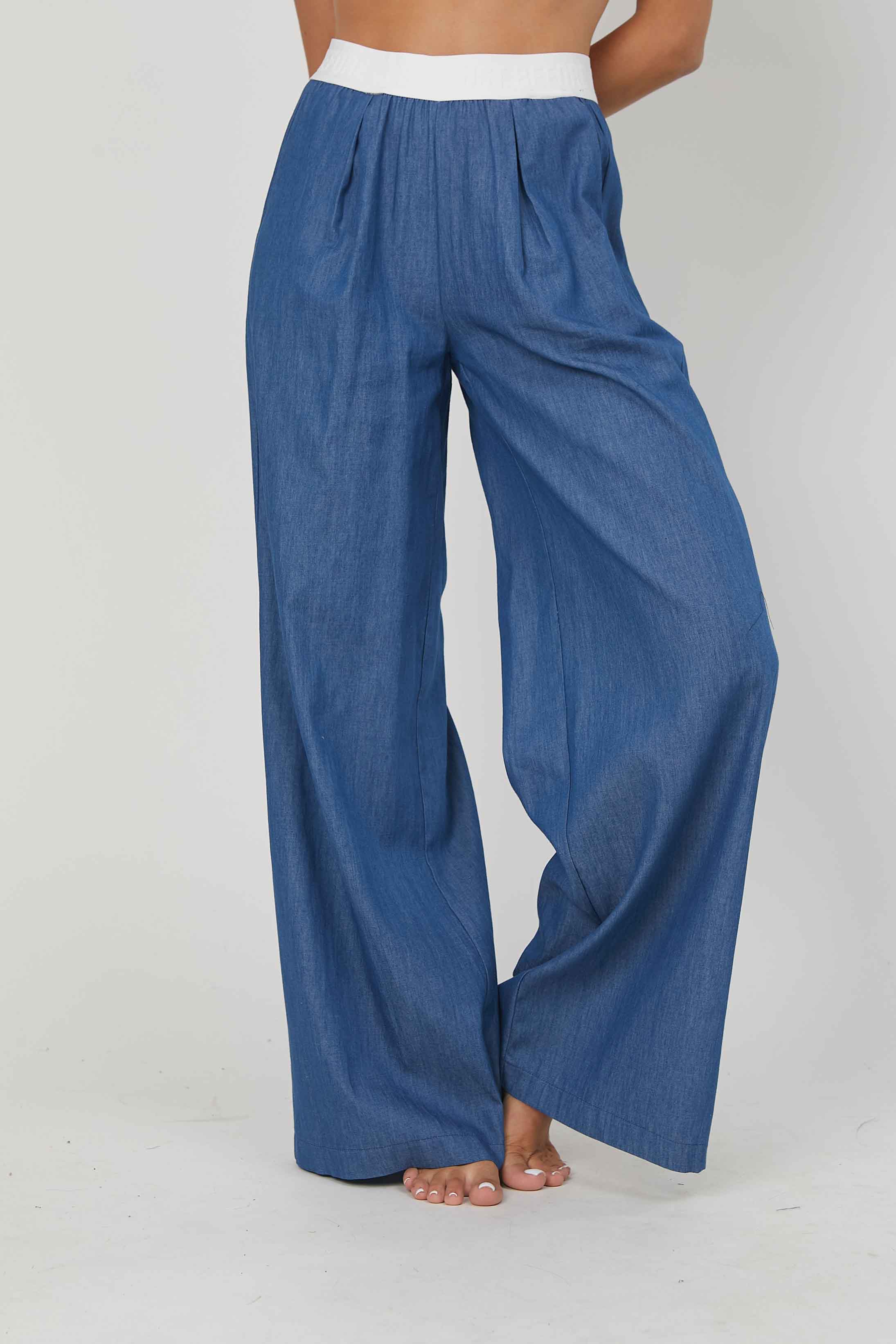 PANTALONI PALAZZO CHAMBRAY DENIM