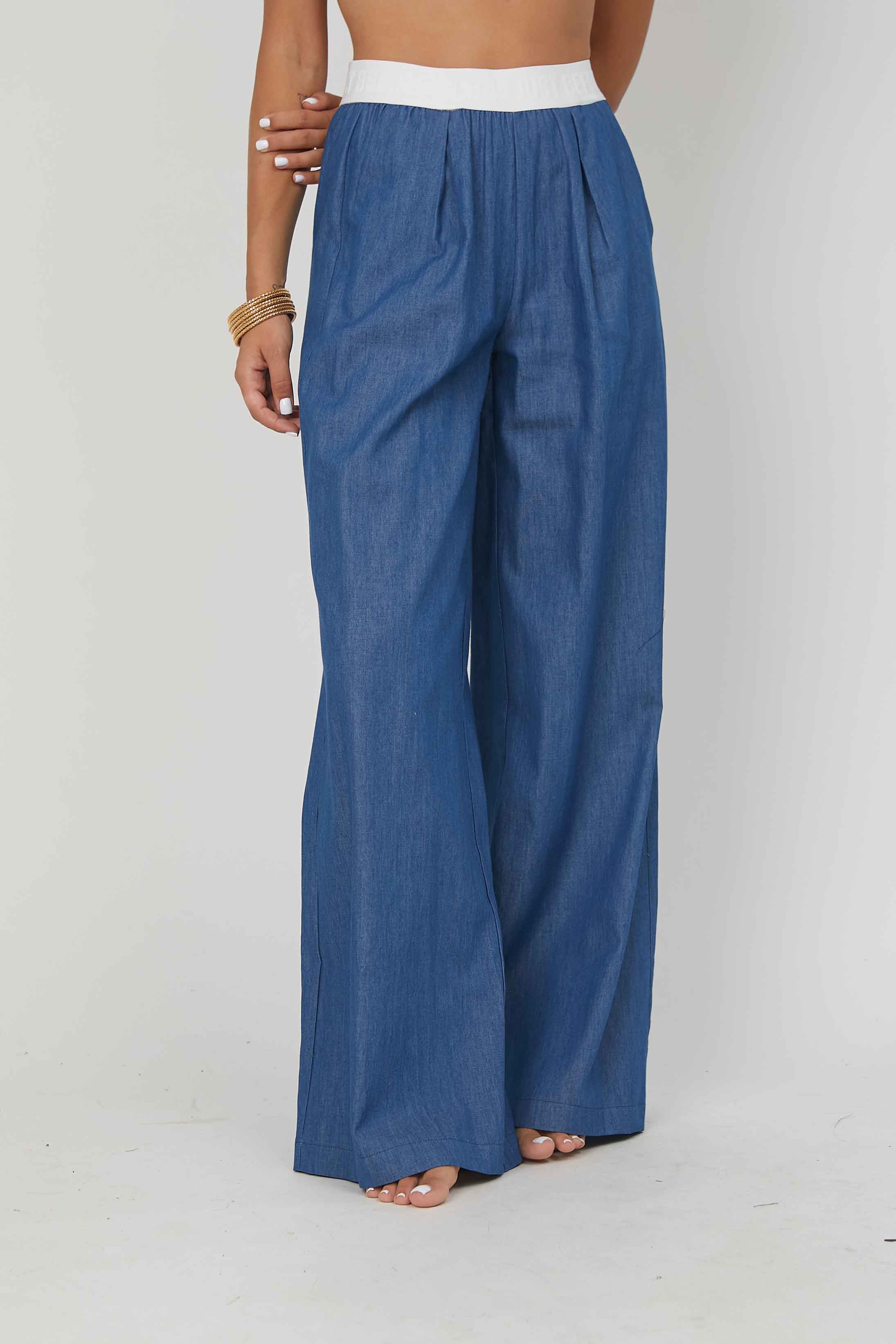 PANTALONI PALAZZO CHAMBRAY DENIM