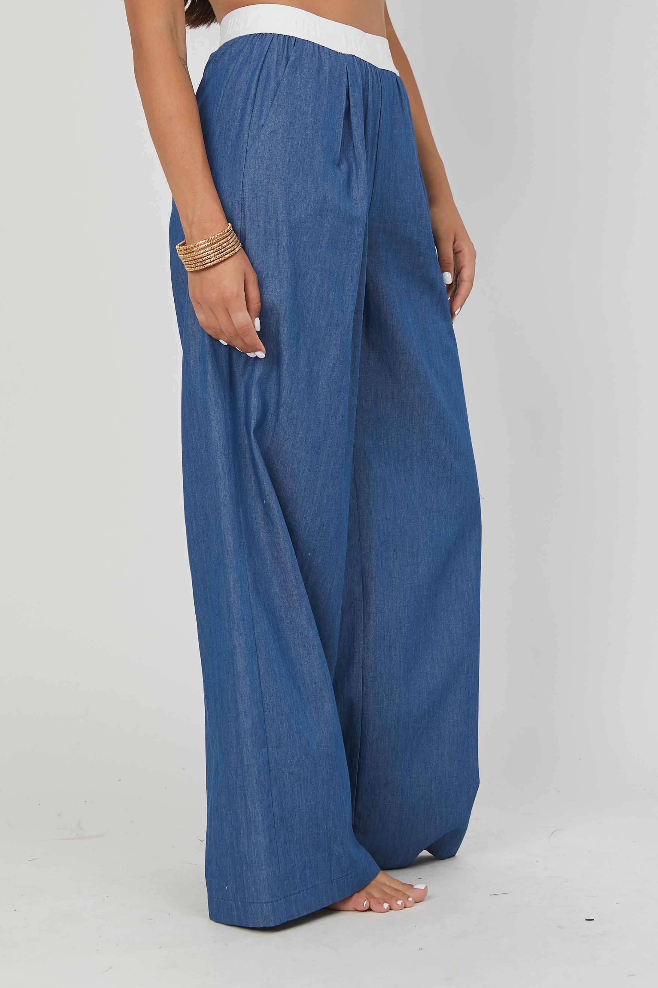 PANTALONI PALAZZO CHAMBRAY DENIM