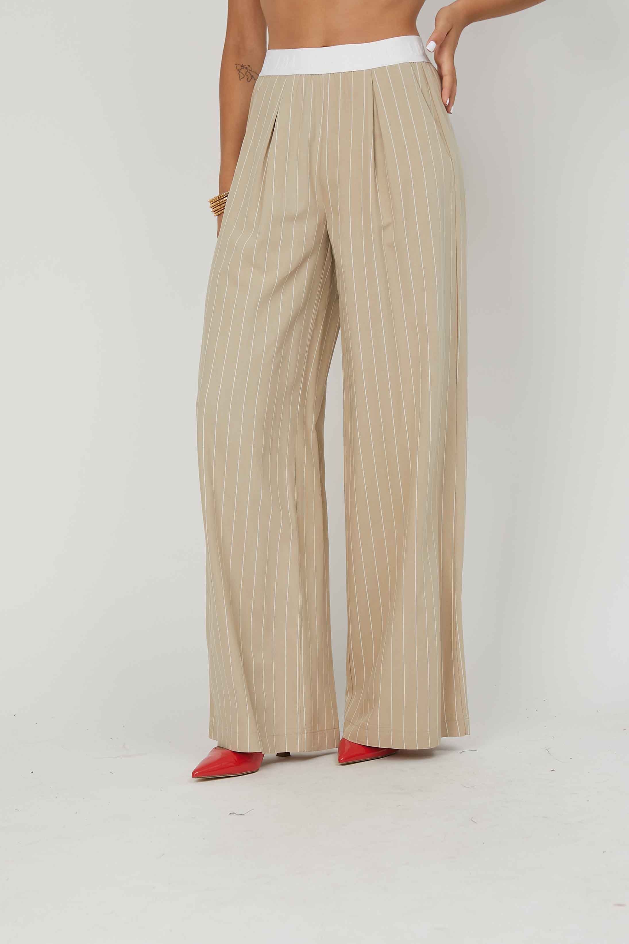 PANTALONI PALAZZO LINO GESSATO