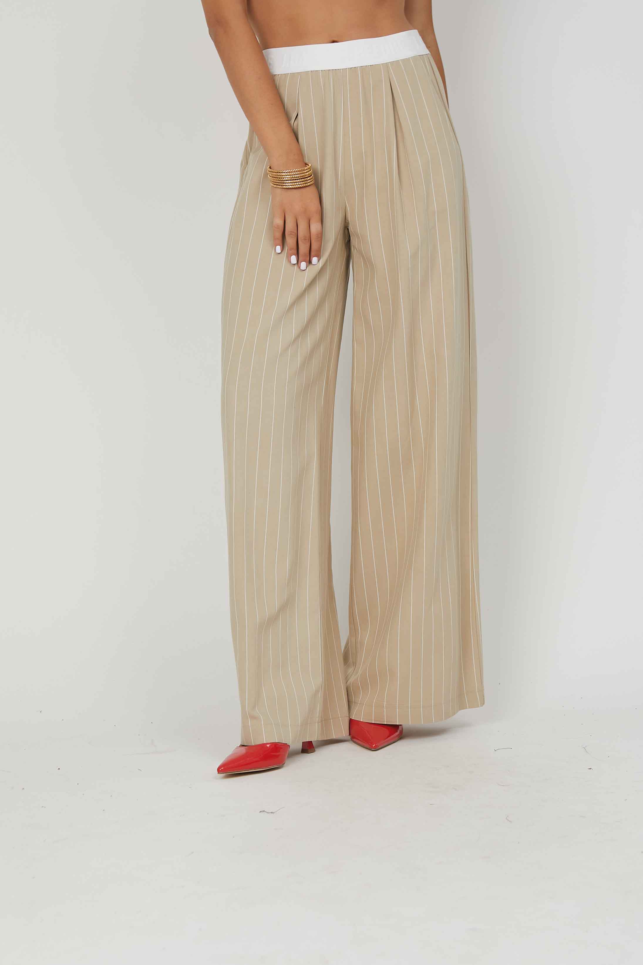 PANTALONI PALAZZO LINO GESSATO