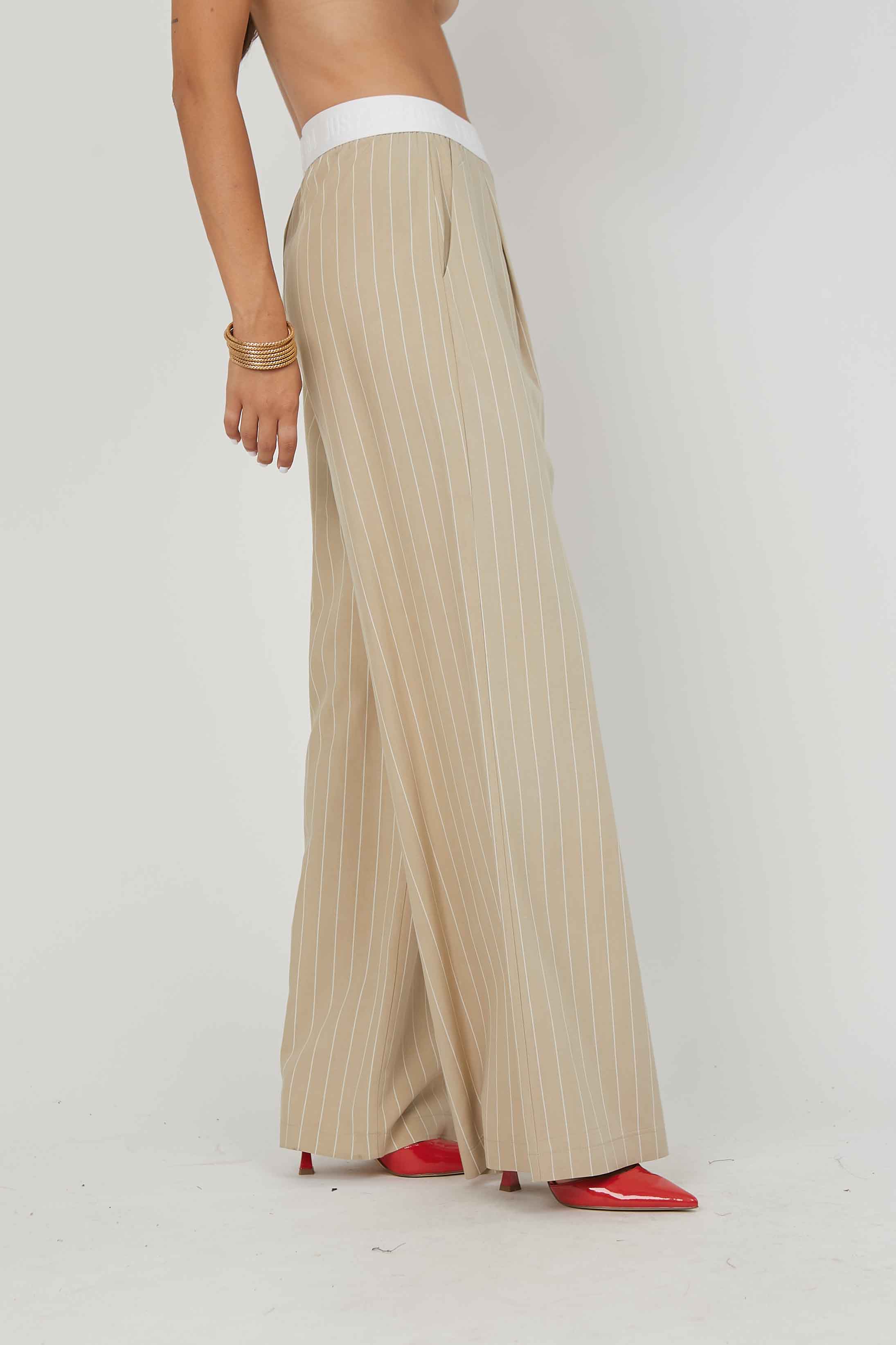 PANTALONI PALAZZO LINO GESSATO