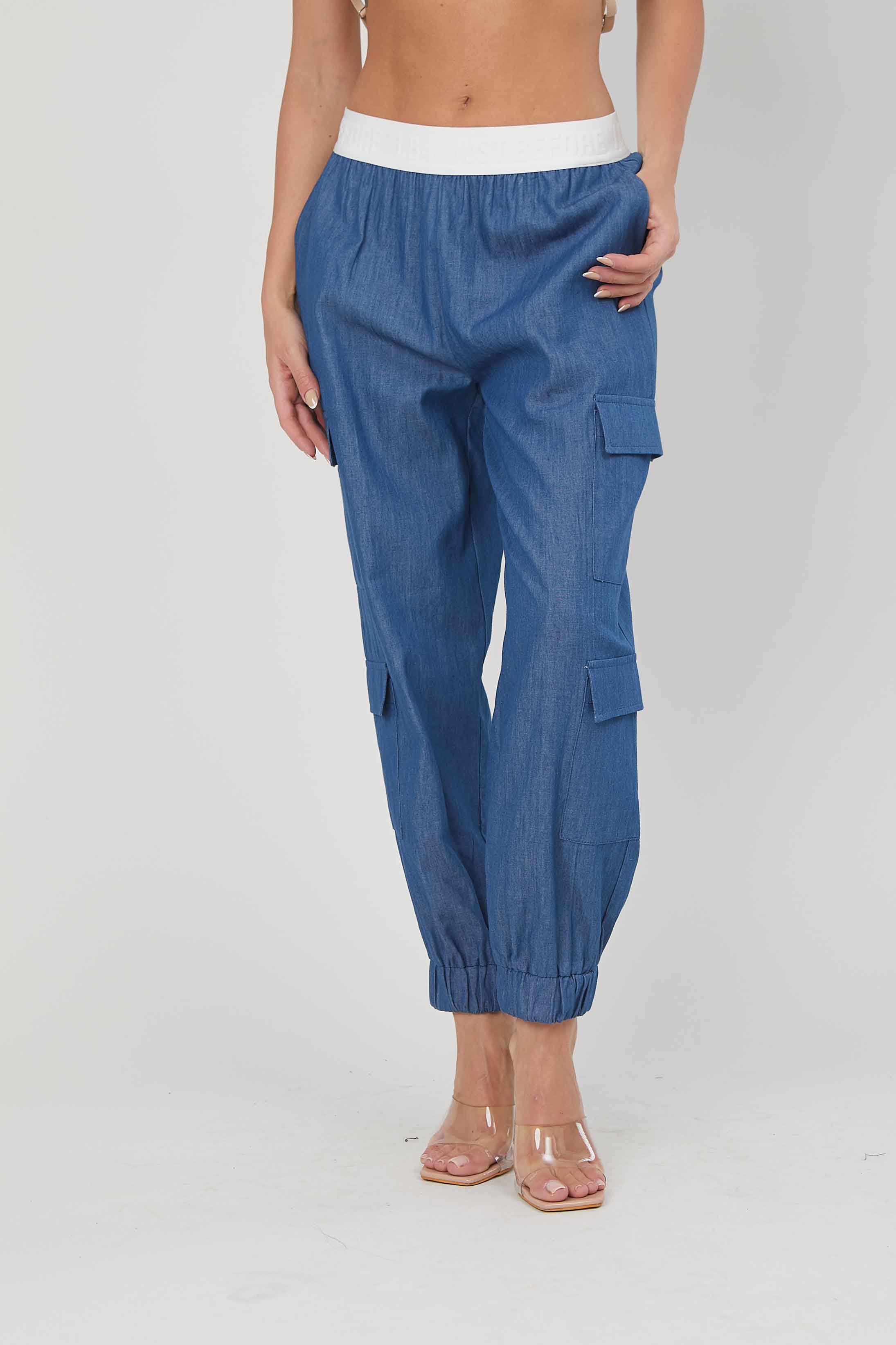 PANTALONI CARGO CHAMBRAY DENIM