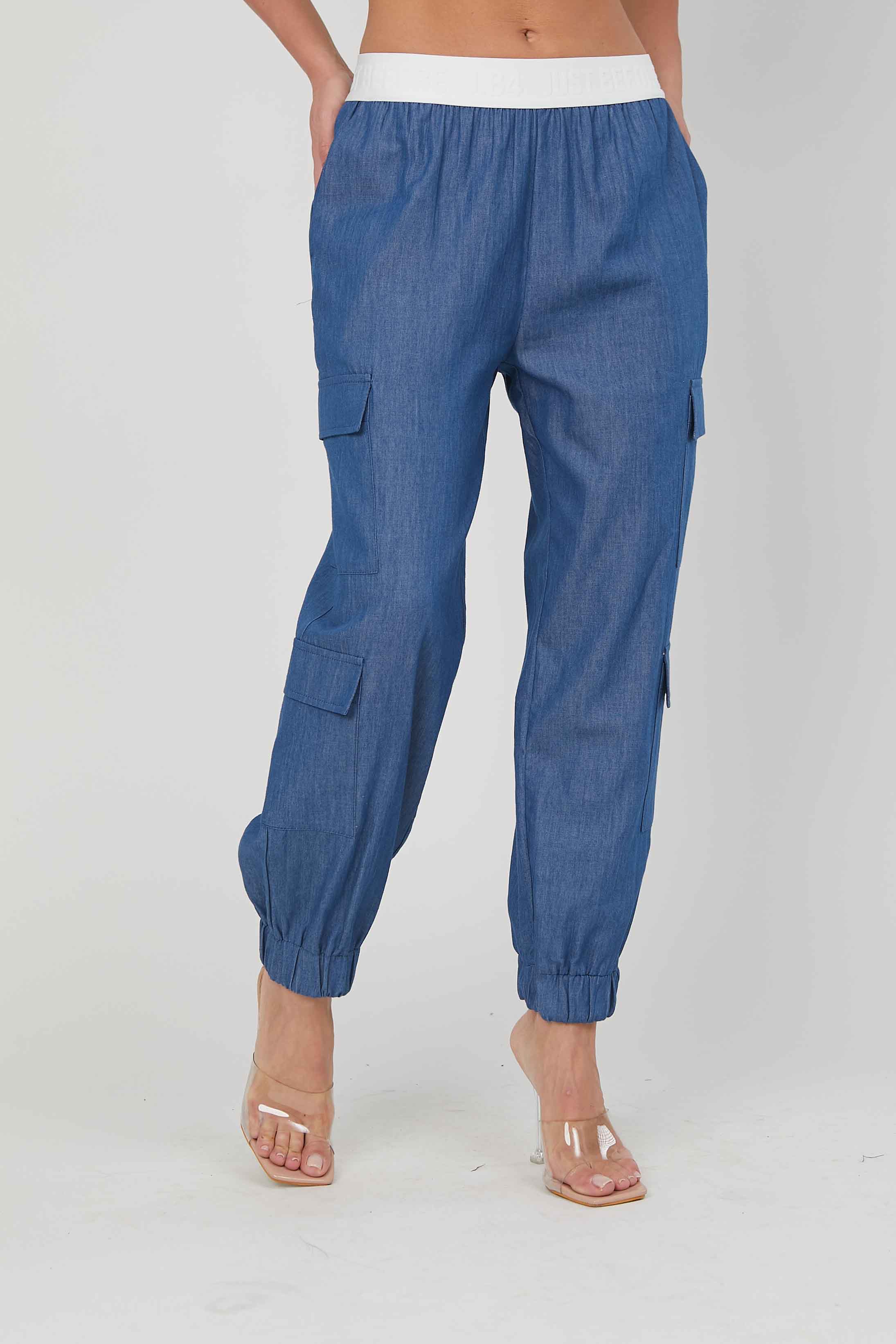 PANTALONI CARGO CHAMBRAY DENIM