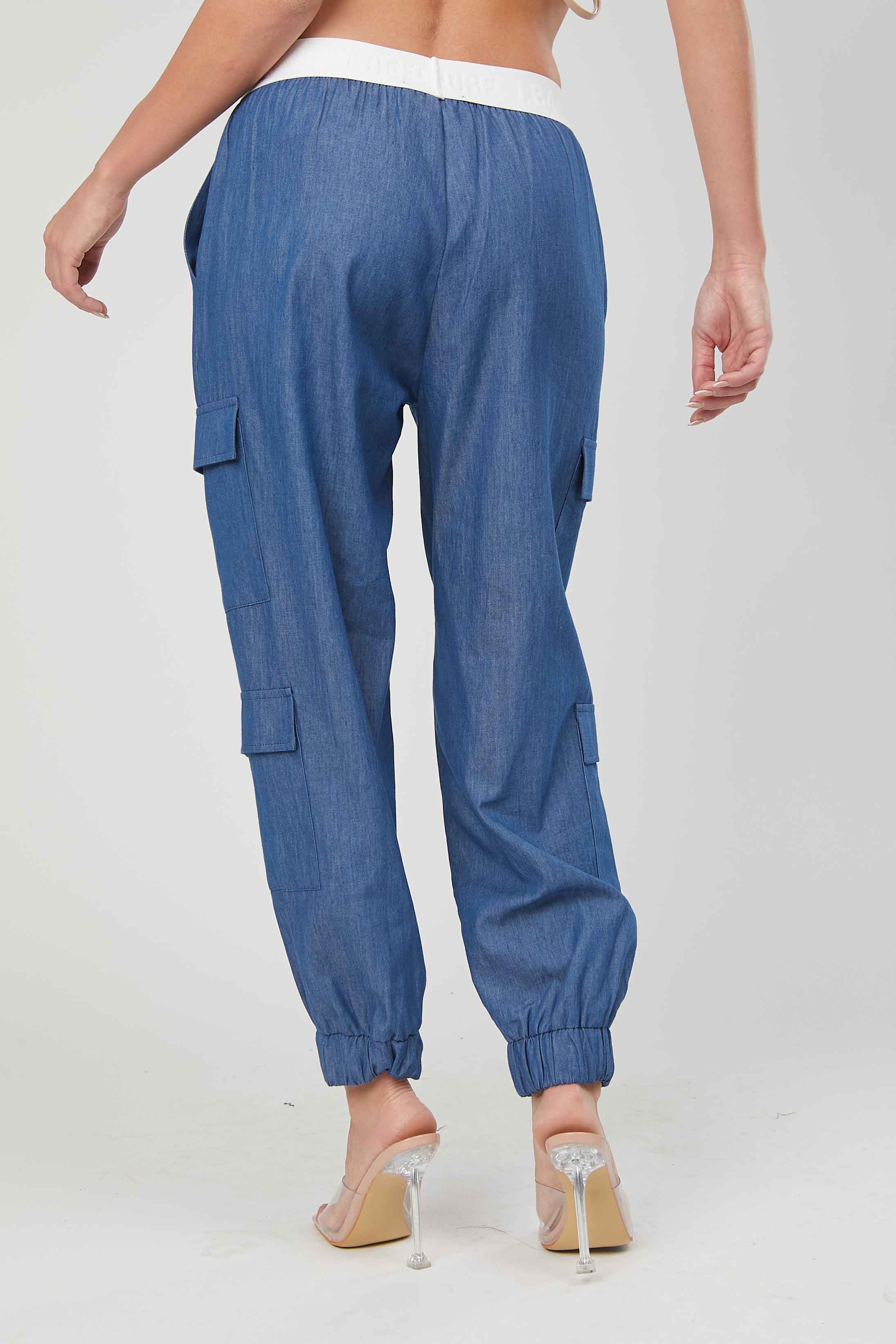 PANTALONI CARGO CHAMBRAY DENIM