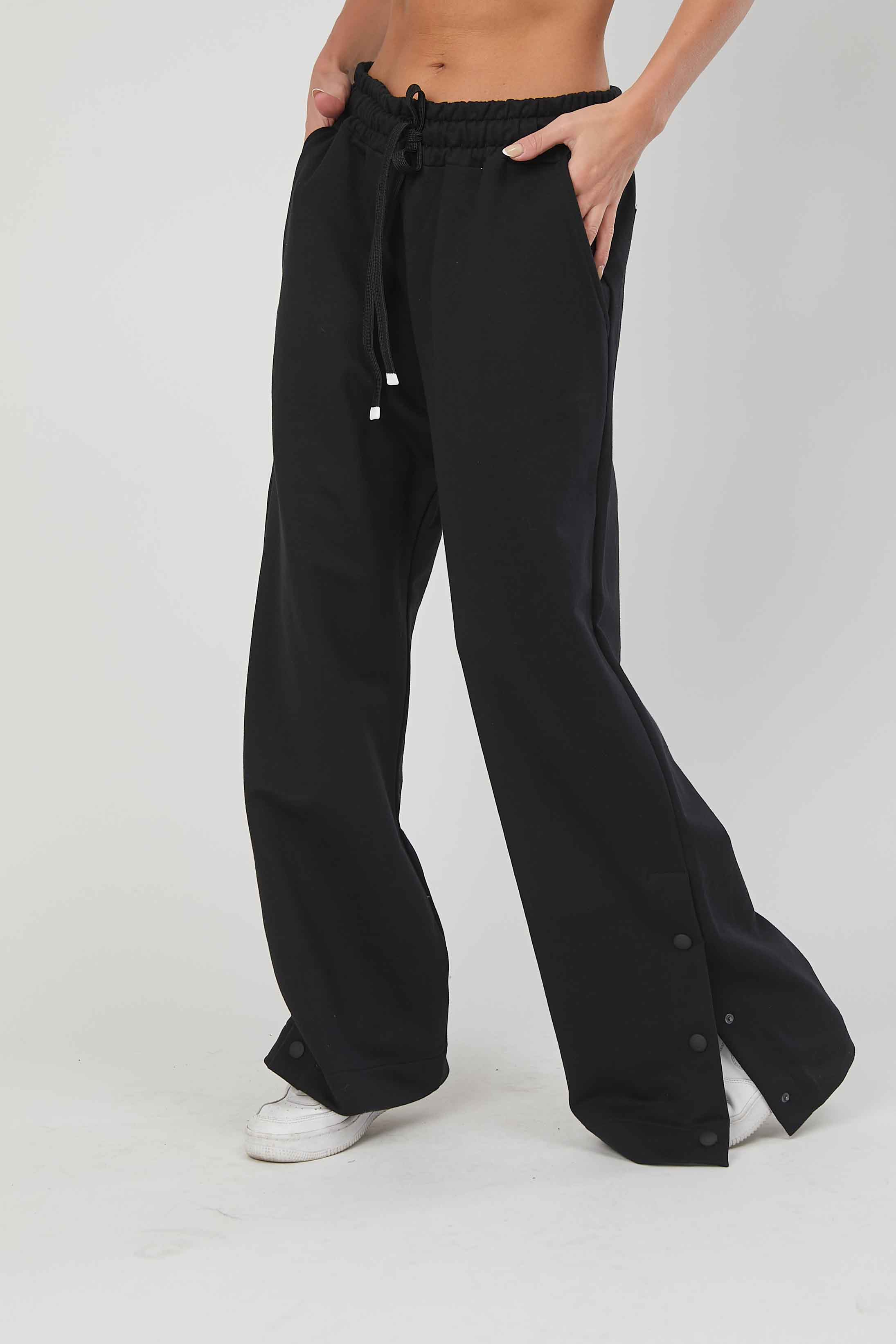 PANTALONI FELPA BOTTONI BLACK
