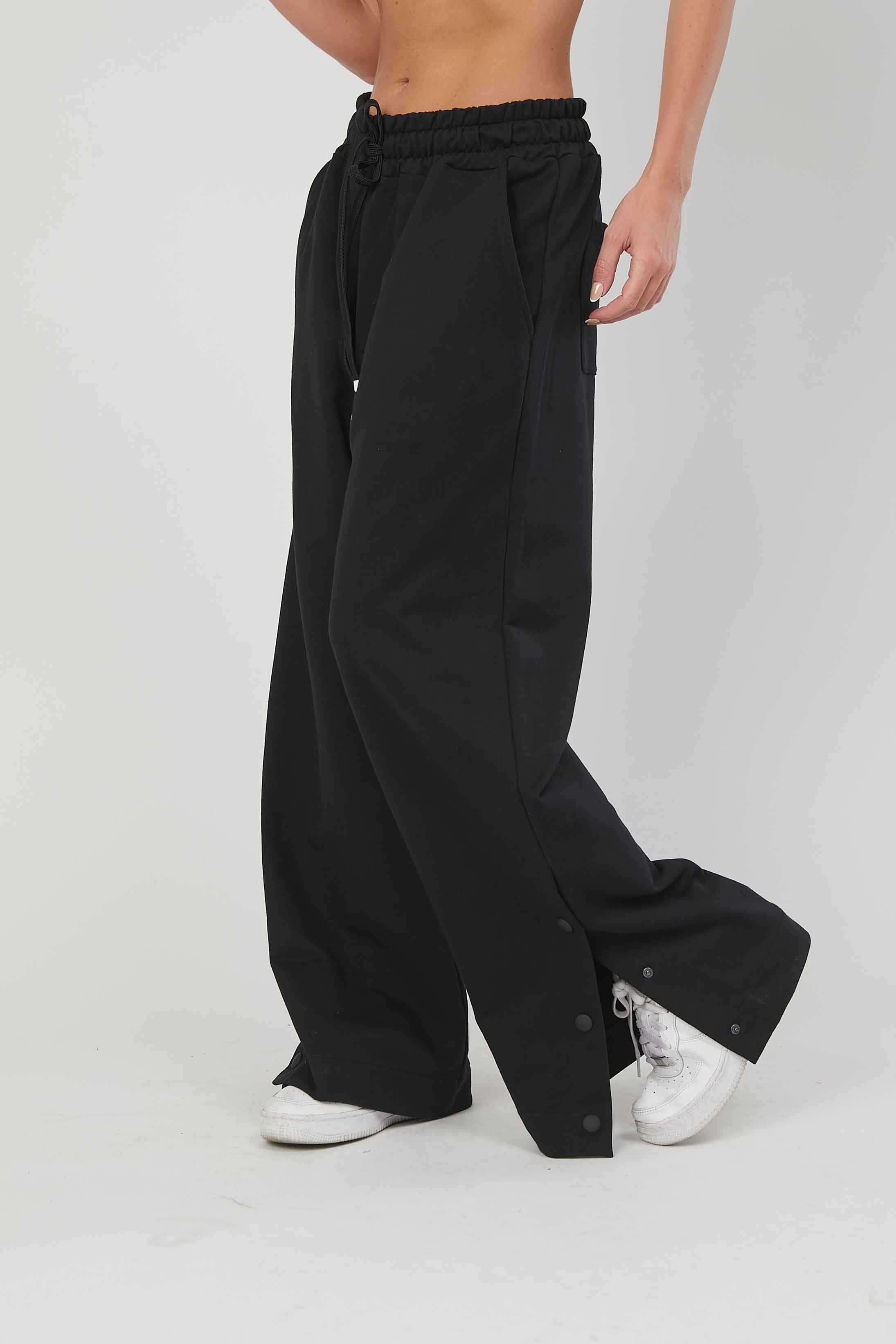 PANTALONI FELPA BOTTONI BLACK
