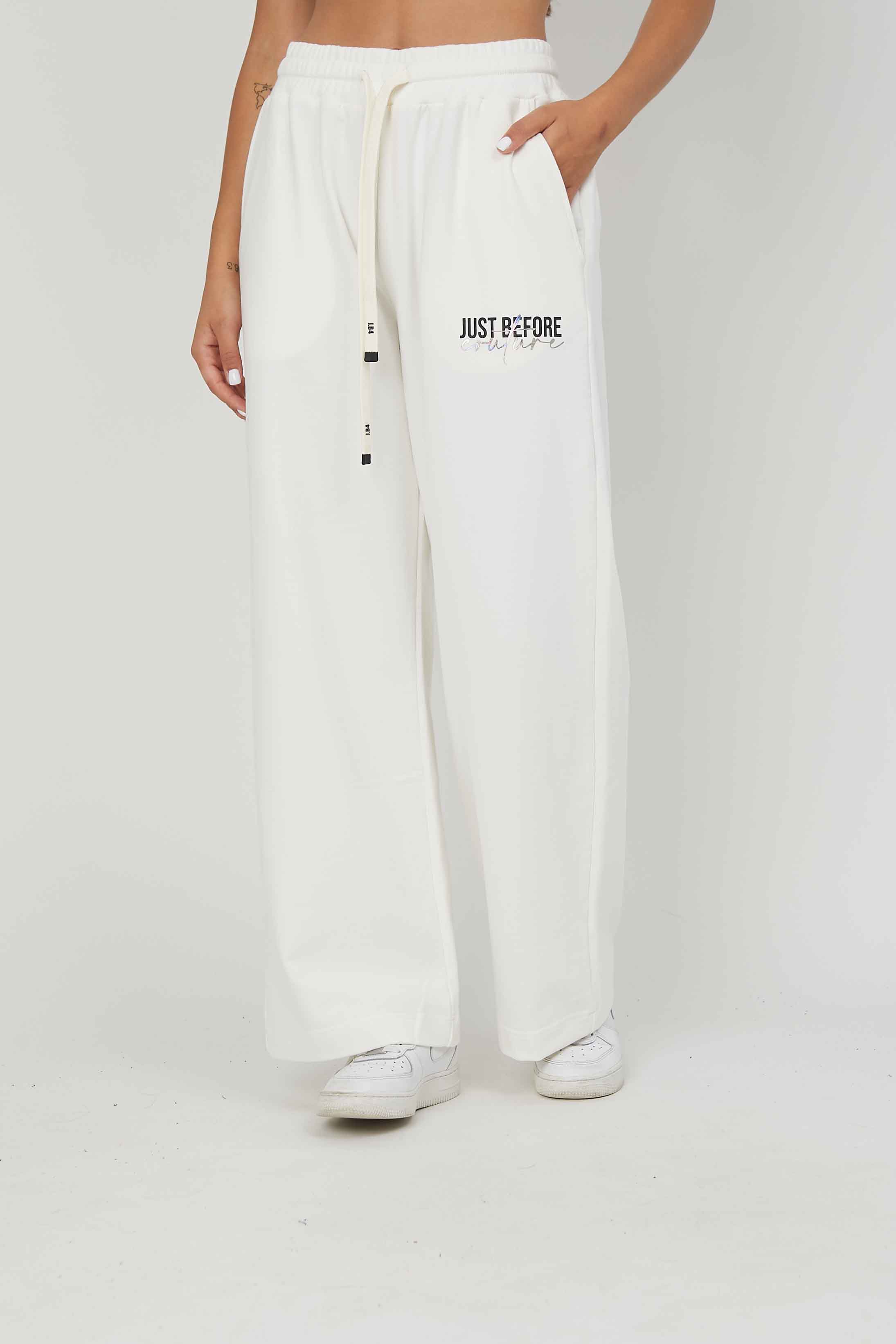 PANTALONI FELPA JUST BEFORE COUTURE OFF WHITE