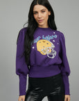 PURPLE PUFF SLEEVE SWEATSHIRT