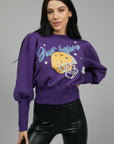 PURPLE PUFF SLEEVE SWEATSHIRT