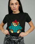 BLACK FUNNY BEAR T-SHIRT