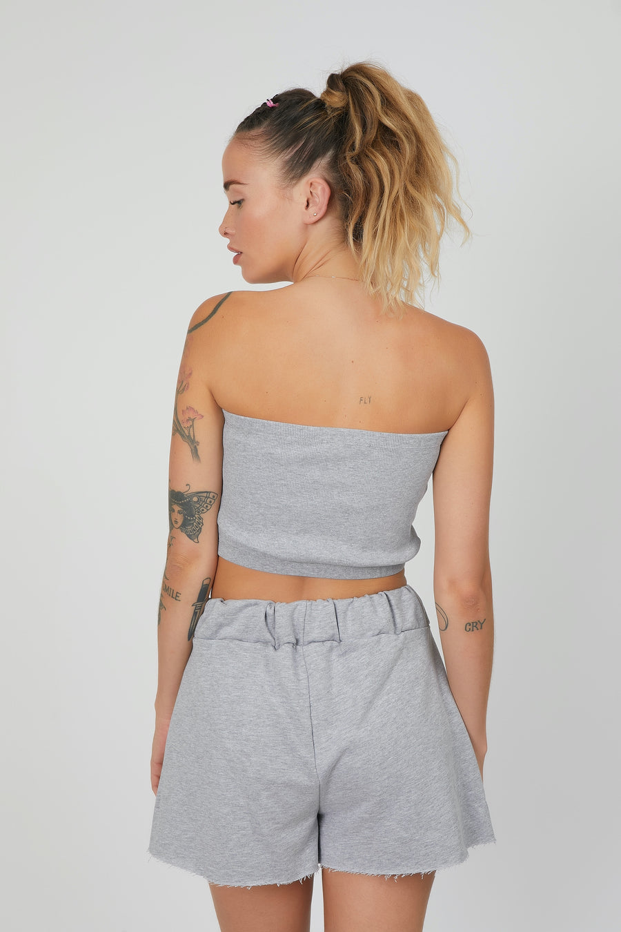 TOP ROUCHES FELPA GRIGIO MELANGE