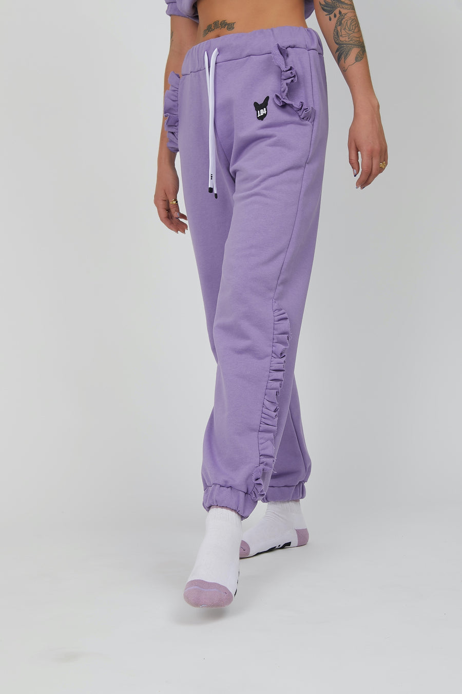 PANTALONE FELPA ROUCHES LILLA