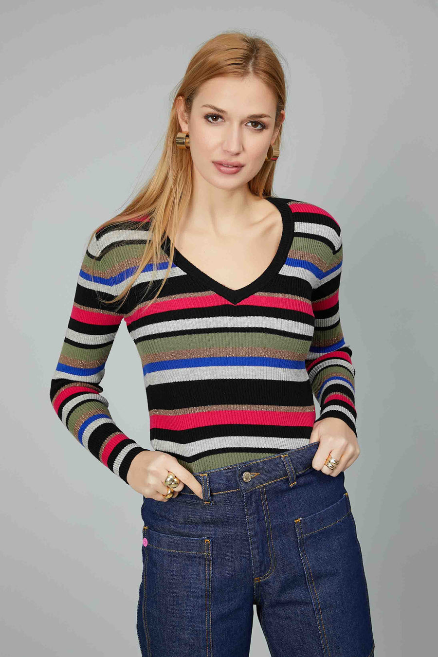 COLORFUL V-NECK SWEATER