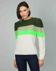 MAGLIONE SPALLINE RIGHE VERDI