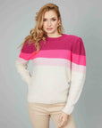 MAGLIONE SPALLINE RIGHE ROSA