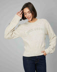 BEIGE EMBROIDERED LOGO SWEATER