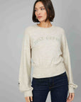 BEIGE EMBROIDERED LOGO SWEATER