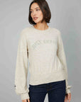 BEIGE EMBROIDERED LOGO SWEATER