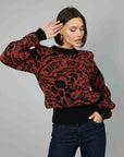 ANIMALIER SWEATER WITH SHOULDER PADS