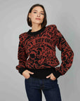 ANIMALIER SWEATER WITH SHOULDER PADS