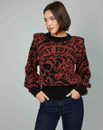 ANIMALIER SWEATER WITH SHOULDER PADS