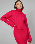 MAGLIONE A COLLO ALTO FUXIA