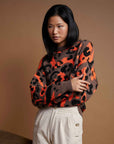 ORANGE ANIMALIER JACQUARD SWEATER