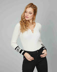 WHITE DROP NECK SWEATER